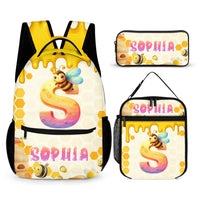 Bee Honey jar Custom Backpack - Personalized Name and Alphabet Letters- Back-to-school Gifts - Joliny