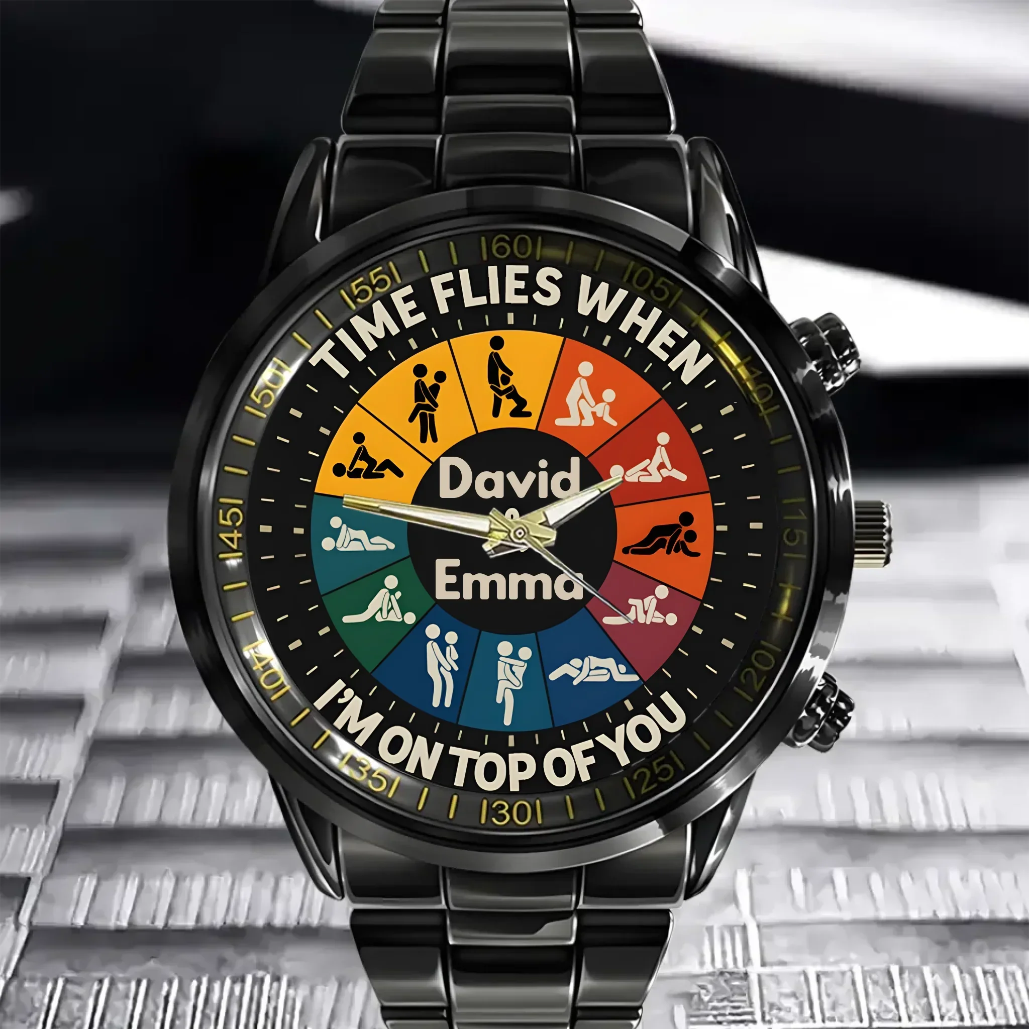 Time Flies When I’m On Top Of You - Personalized Couple Hand Watch
