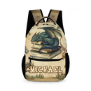 Personalized Name Custom Dragon Sleeping on Books Backpack - School Season Gift for the Dragon Loving Kid! - Joliny