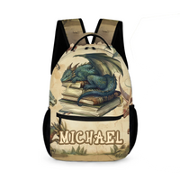 Personalized Name Custom Dragon Sleeping on Books Backpack - School Season Gift for the Dragon Loving Kid! - Joliny