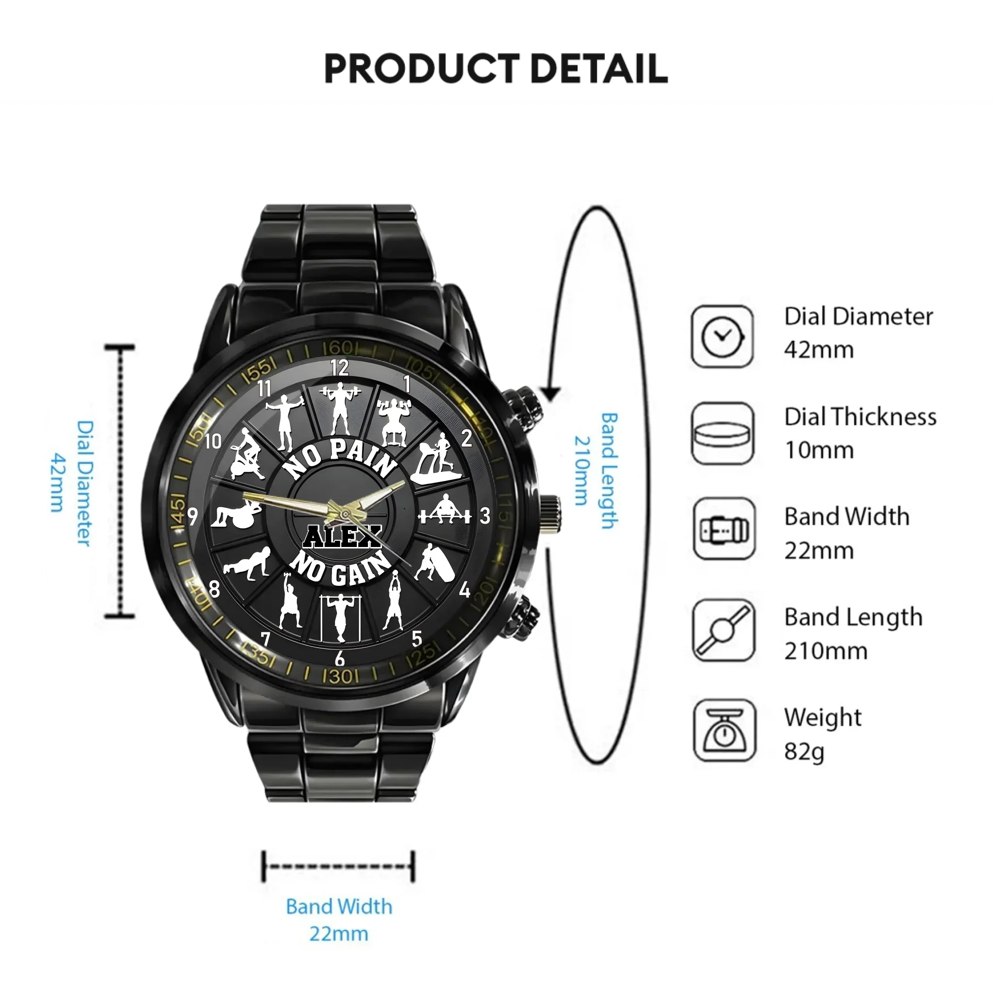 No Pain No Gain - Personalized Fitness Watch - Joliny