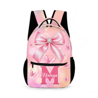 Pink Butterfly Pattern Name Customized Initials Customized Girl's Backpack - School Season Gift for Girls - Joliny
