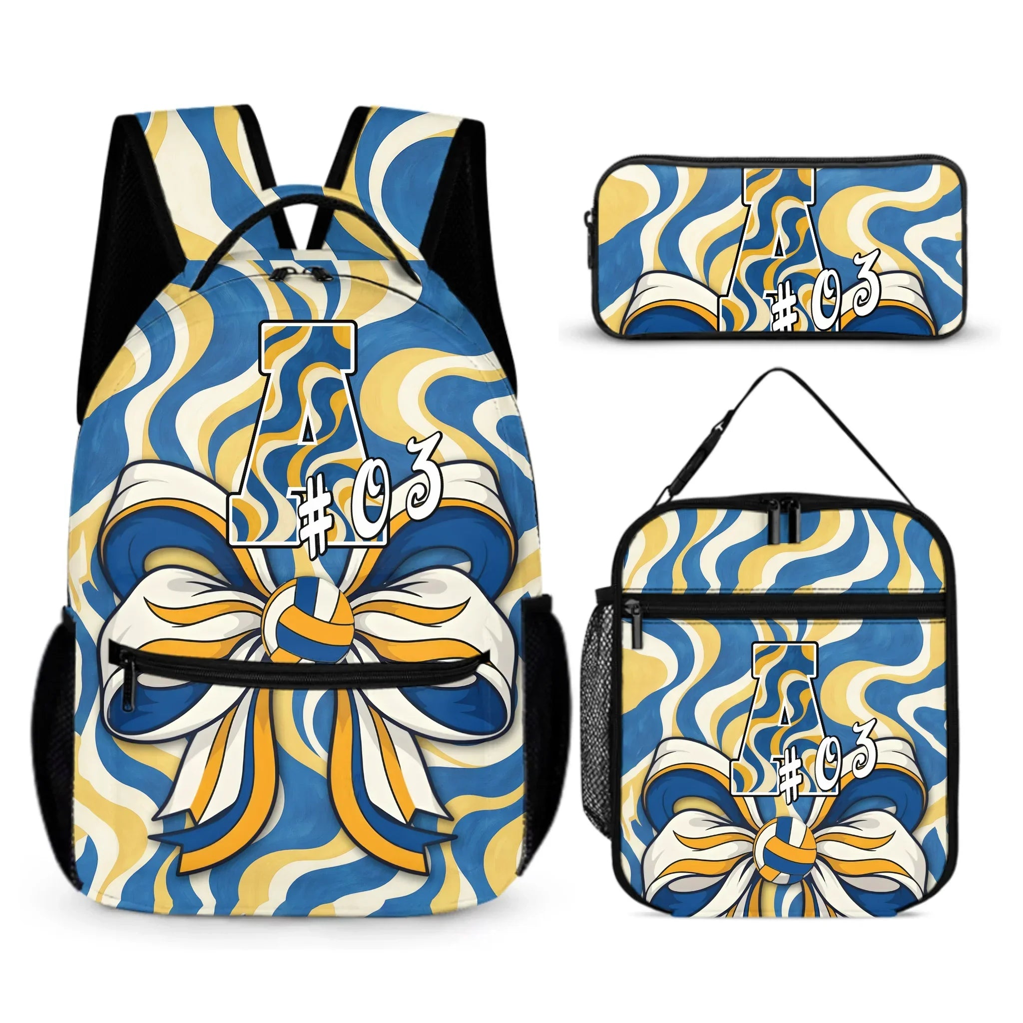 Ball Bow Initials Customized Backpack - A Great Gift For Your Child To Start The School Season!