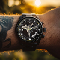 Adventurer’s Custom Name Watch: Fighter Jet & Compass Design - Joliny