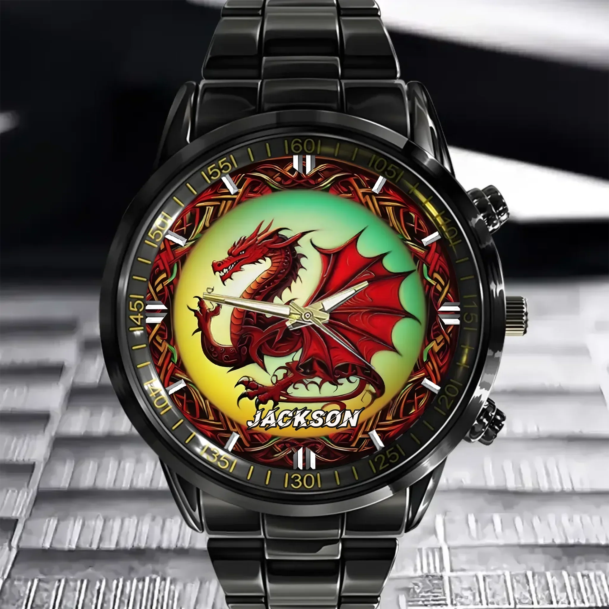 Mythical Red Dragon Watch: Customizable with Your Moniker