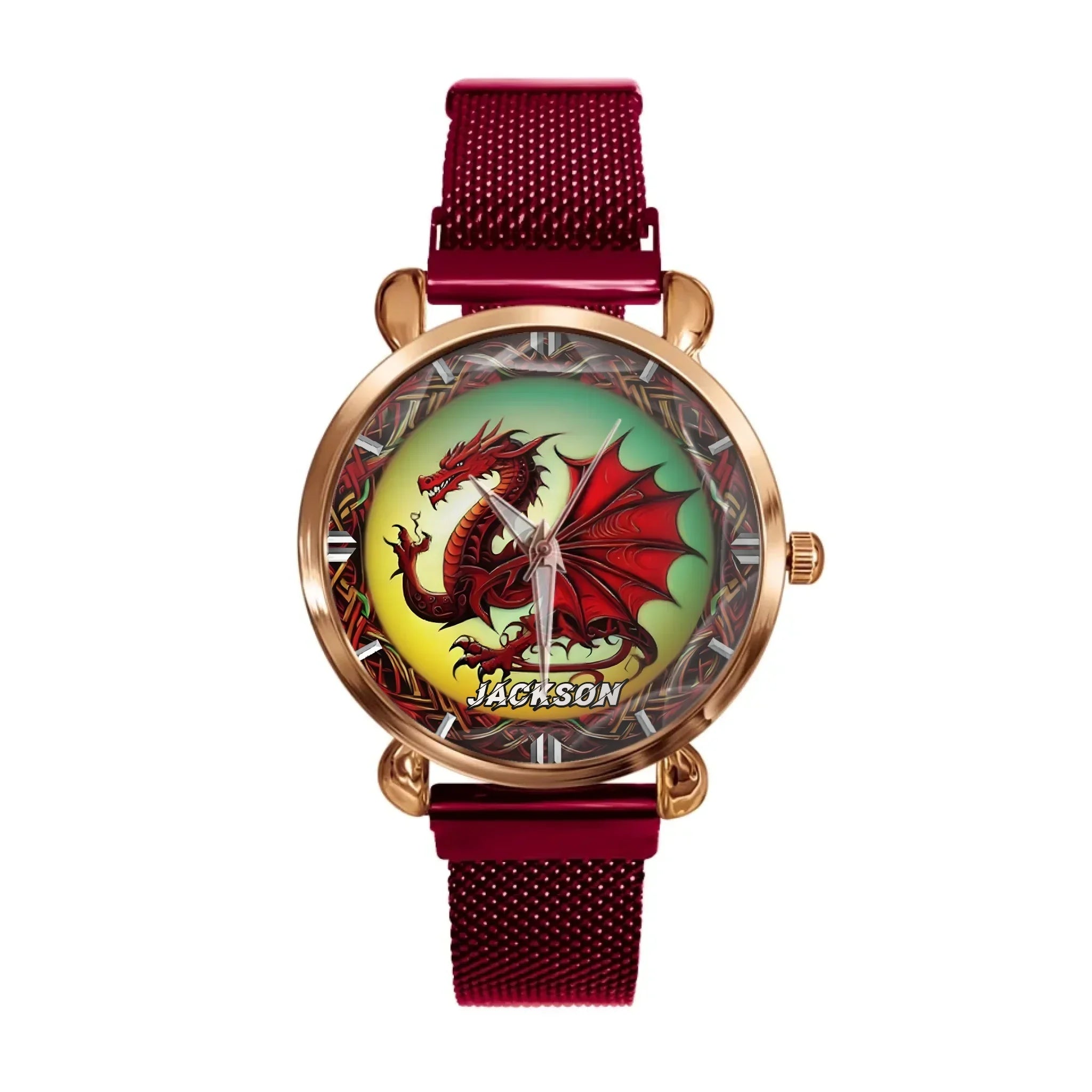 Mythical Red Dragon Watch: Customizable with Your Moniker - Joliny