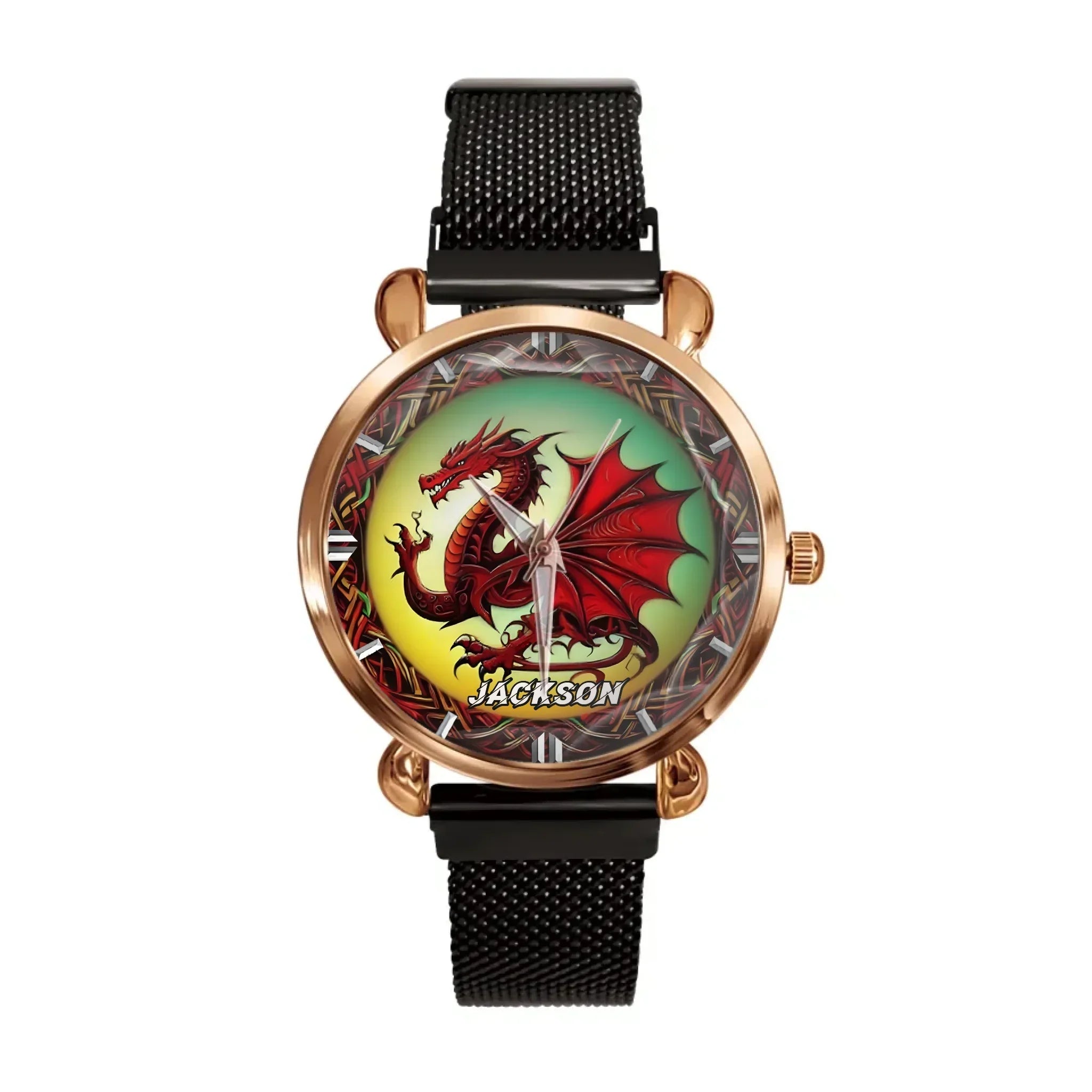 Mythical Red Dragon Watch: Customizable with Your Moniker - Joliny
