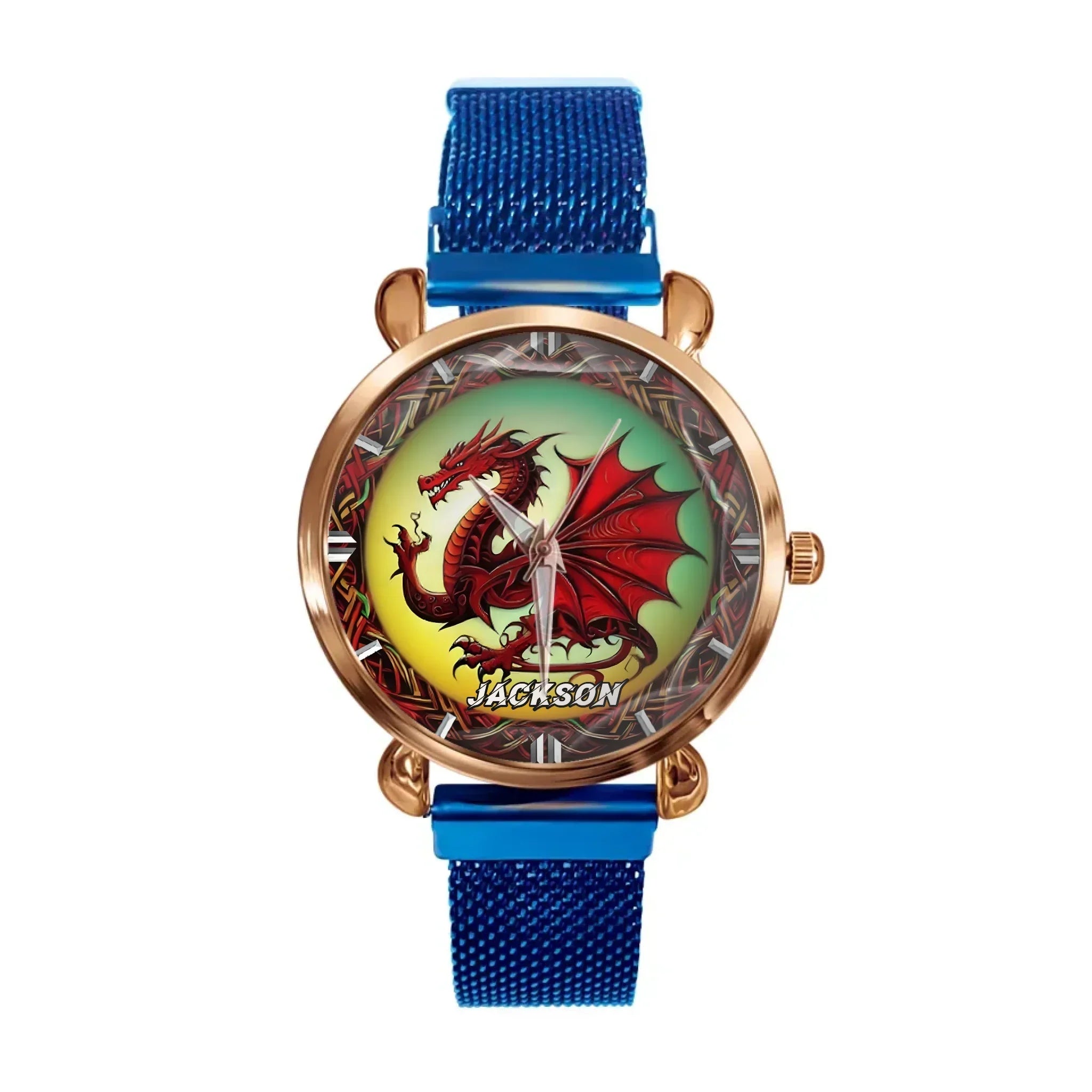 Mythical Red Dragon Watch: Customizable with Your Moniker - Joliny