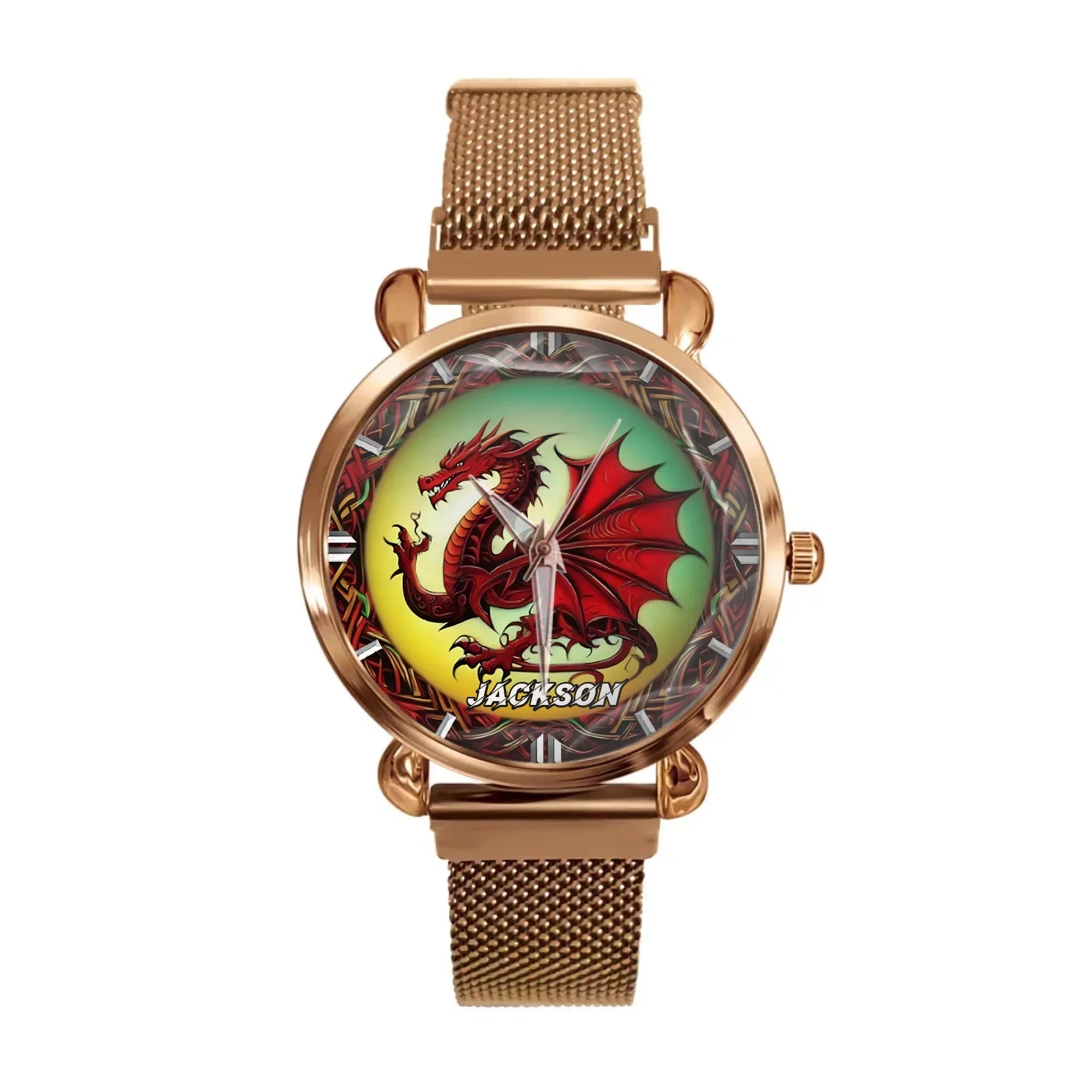 Mythical Red Dragon Watch: Customizable with Your Moniker - Joliny