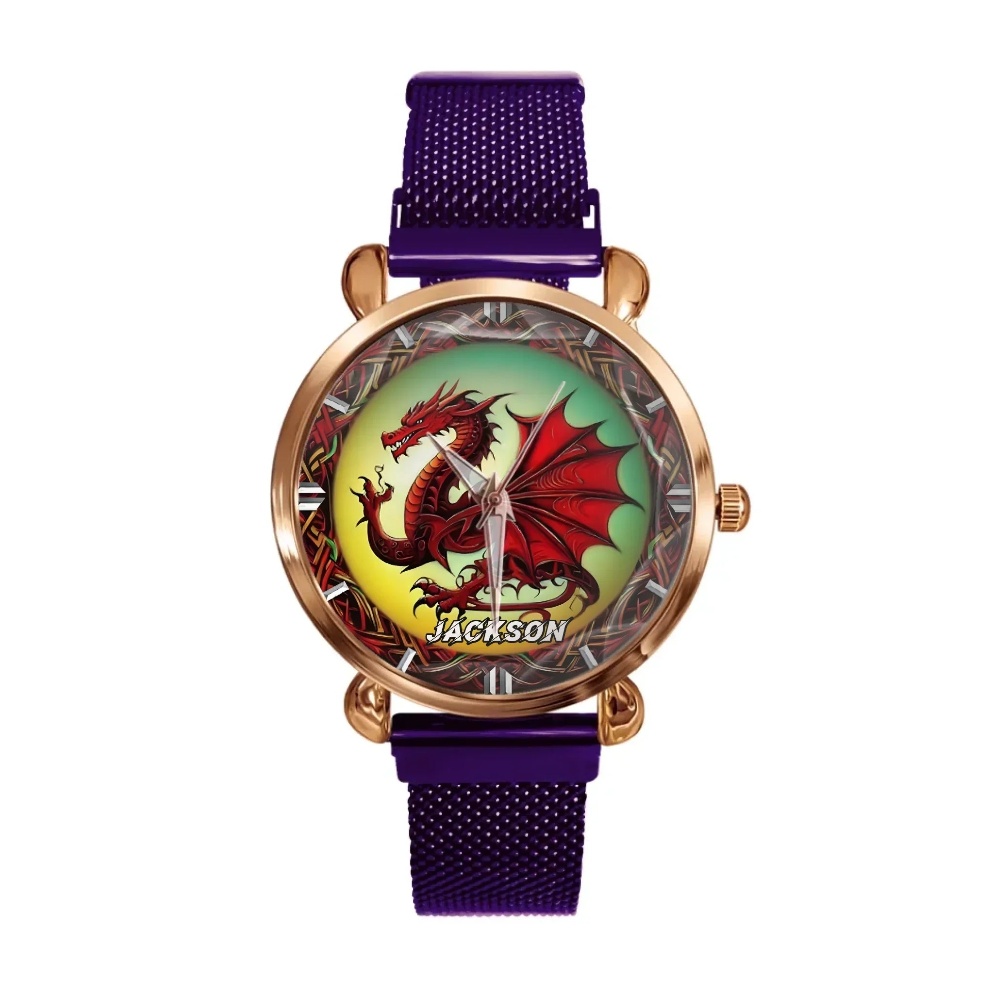 Mythical Red Dragon Watch: Customizable with Your Moniker - Joliny