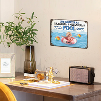 Life is Better at Grandma & Grandpa Pool Customized Painting - Personalized Metal Sign - Joliny
