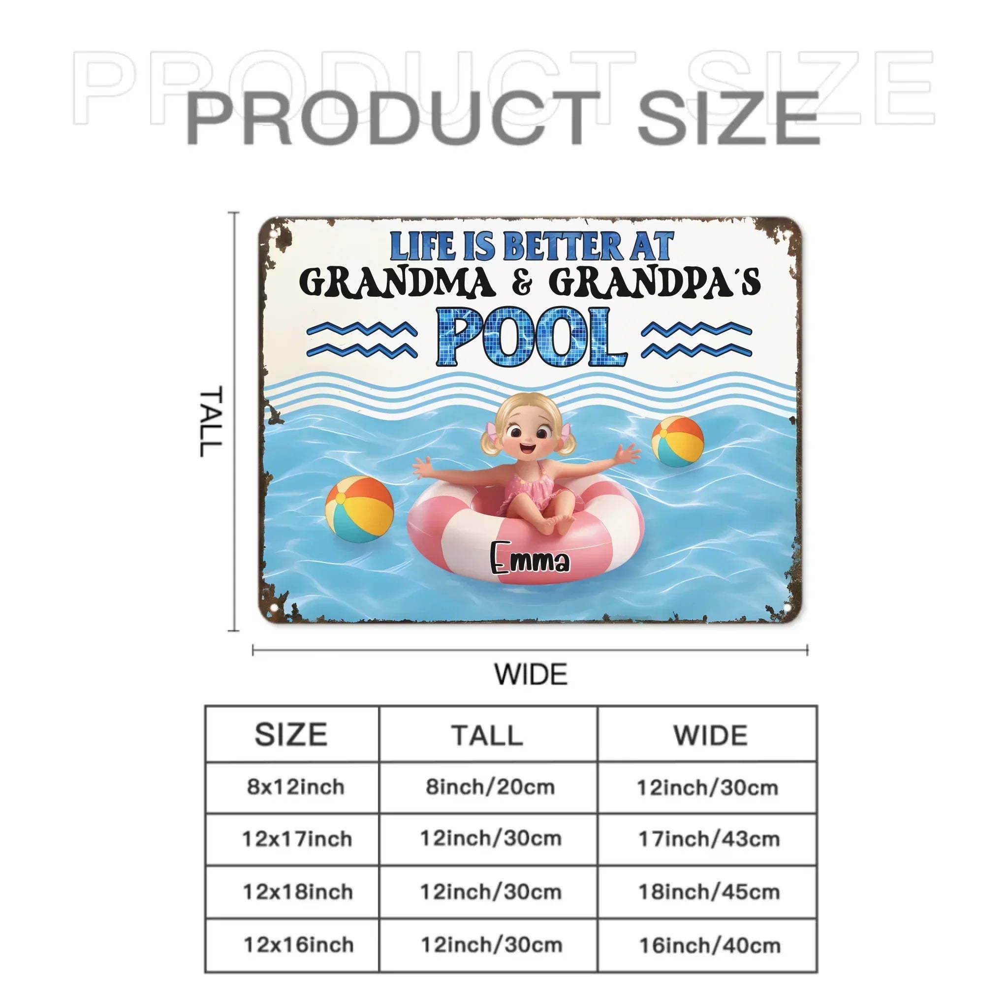Life is Better at Grandma & Grandpa Pool Customized Painting - Personalized Metal Sign - Joliny