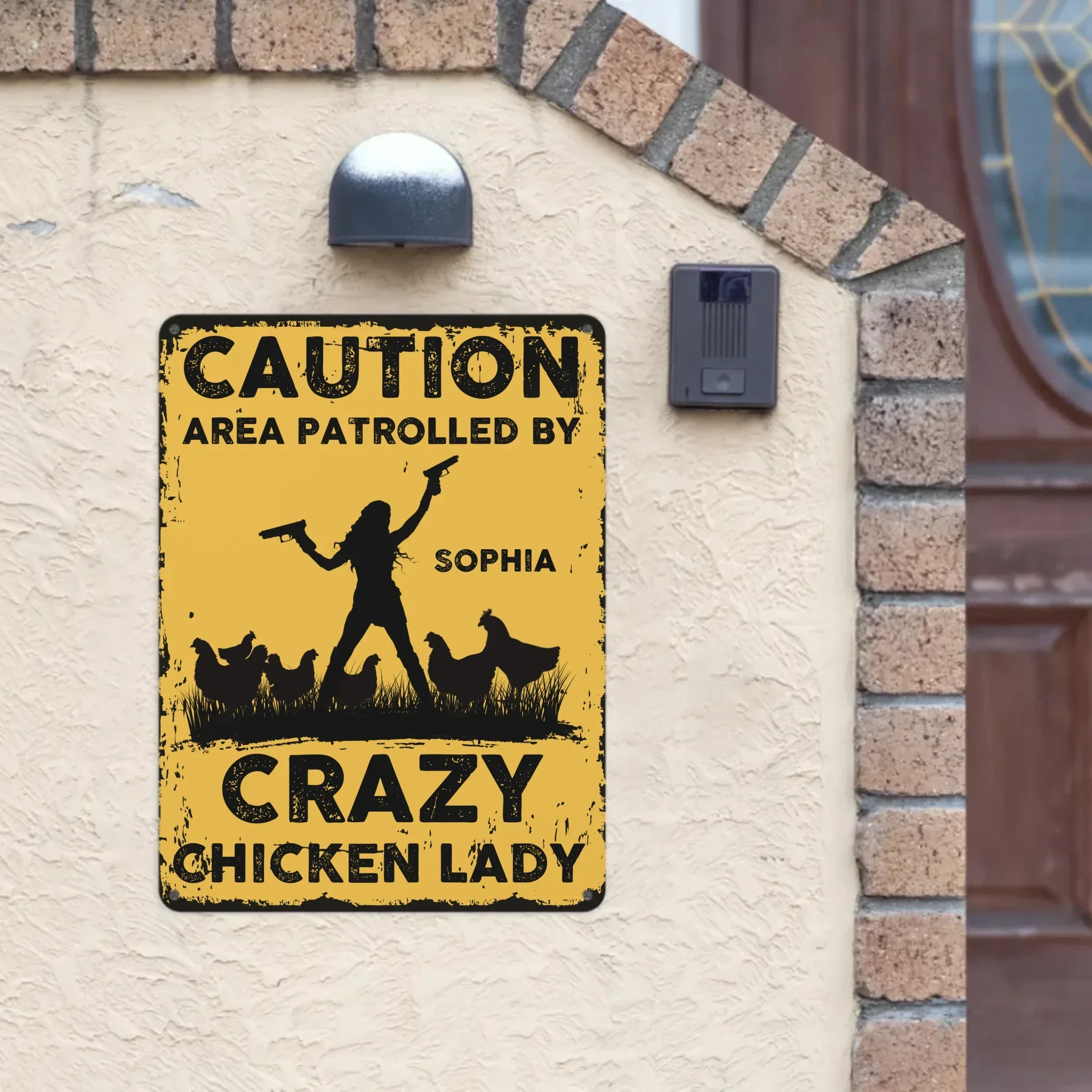 The Warning Area is Patrolled by the Crazy Hen Mother - Personalized Name Metal Retro Painting