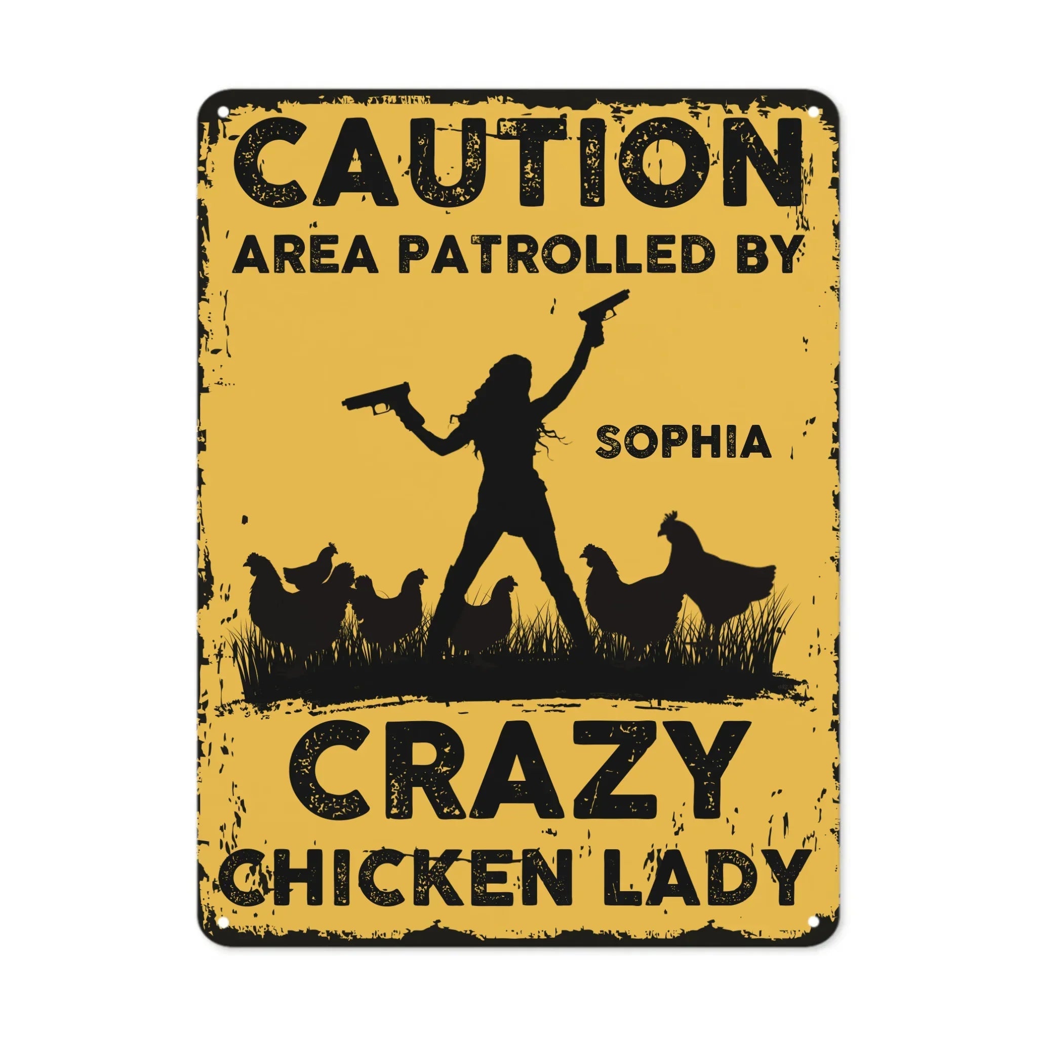 The Warning Area is Patrolled by the Crazy Hen Mother - Personalized Name Metal Retro Painting