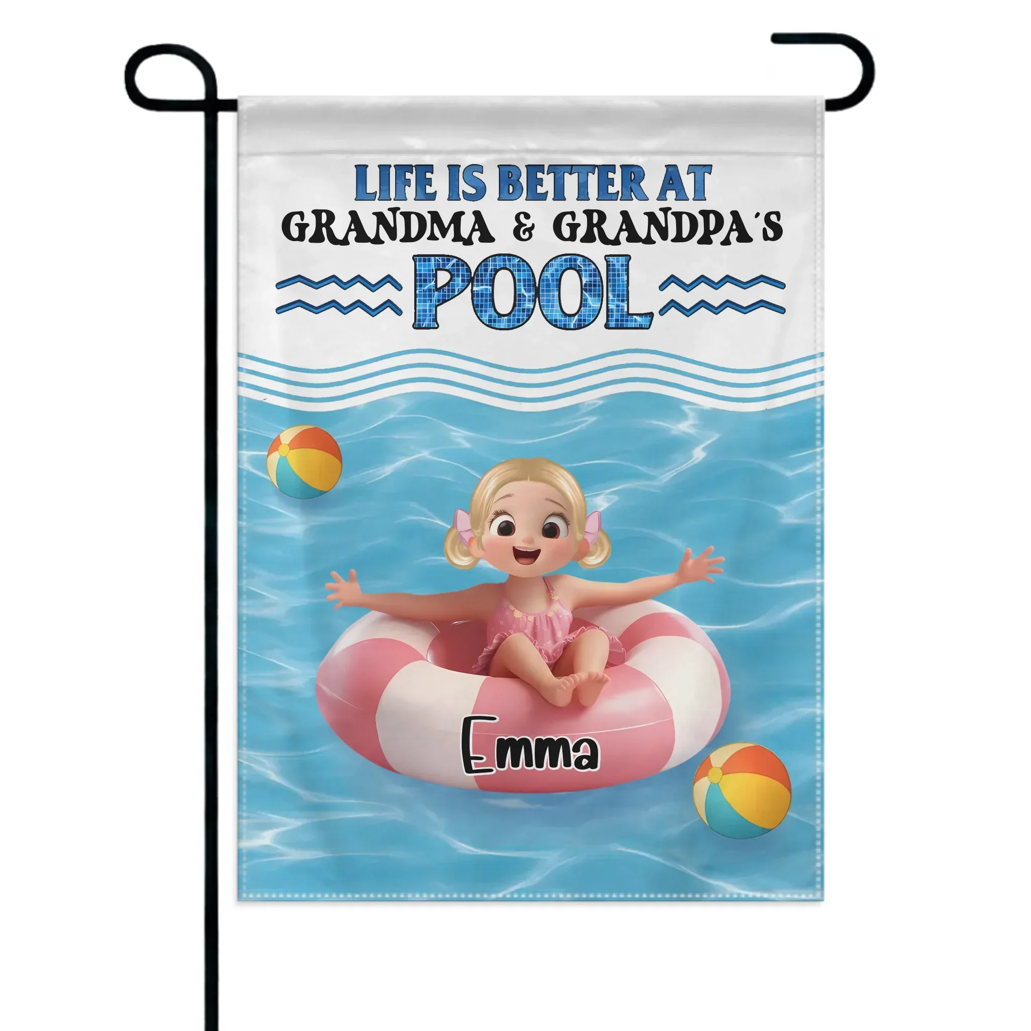 Life is Better at Grandma & Grandpa Pool Customized Flag - Personalized Garden Decoration