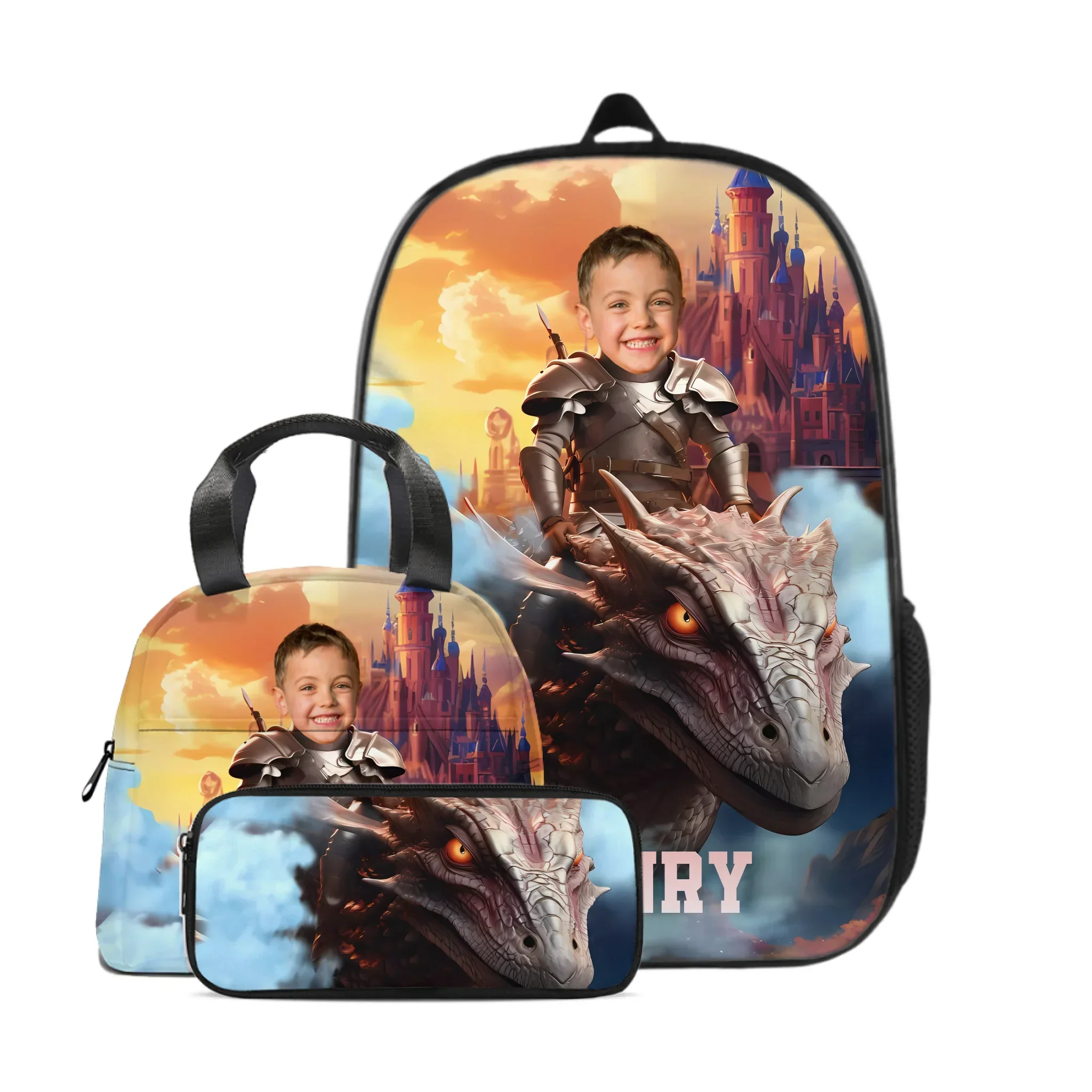 Customized Backpacks Little Knights and Dragons Photo Gifts, Boys Name Backpacks - Joliny