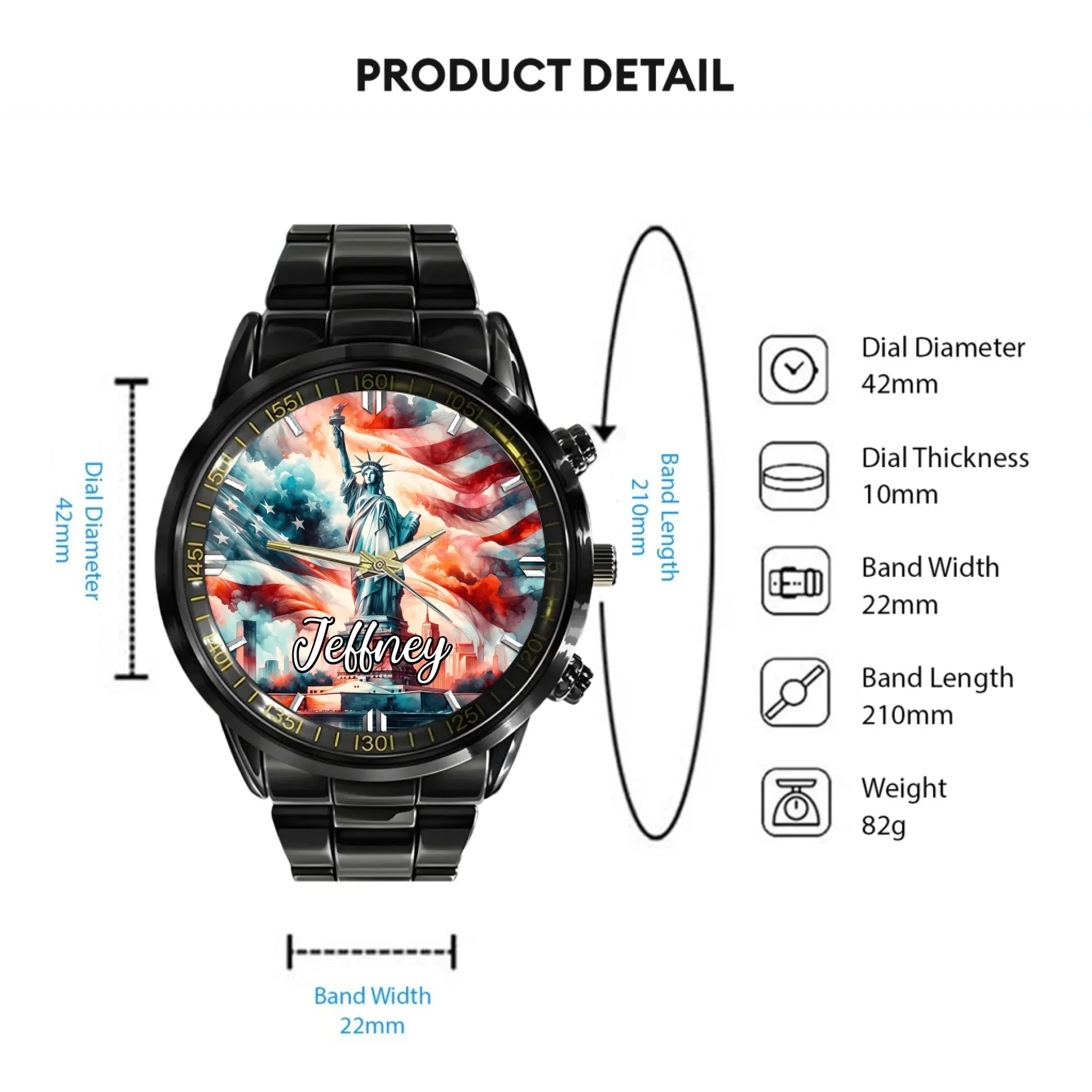 Sacred Statue of Liberty Customized Watches - Personalized Name Watch - Joliny