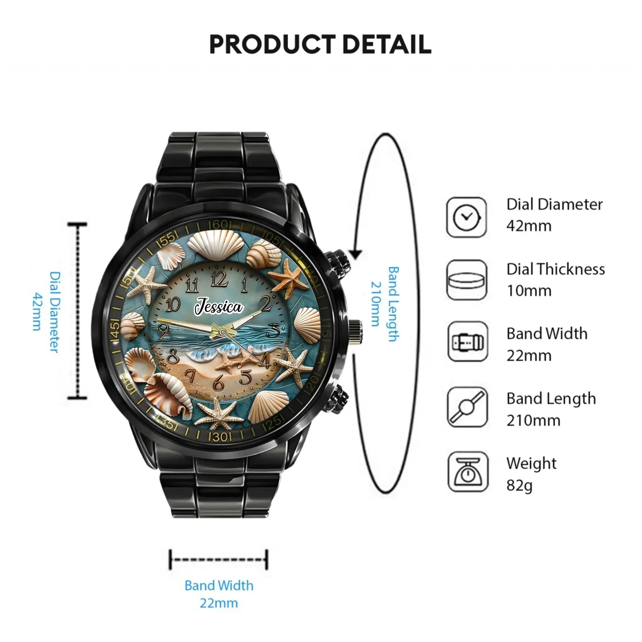 Precious Shell Watch- Personalized Name Watch- Shell Collector Gift - Joliny
