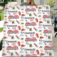 Fire Truck - Personalised Blanket With Name - A Gift For Family,Kids - Joliny