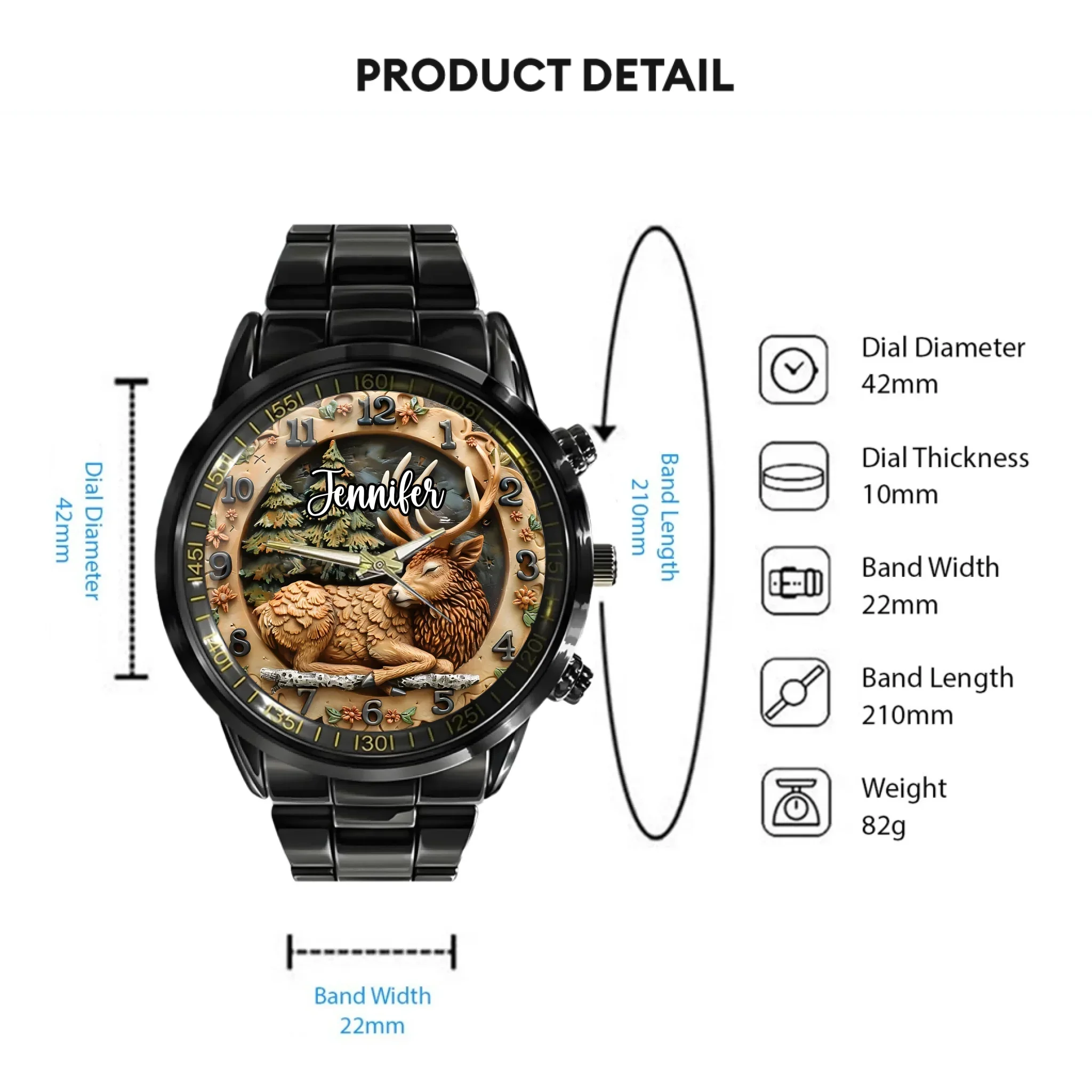 🦌Rural Deer Natural Style Watch - Personalized Name Watch - Joliny