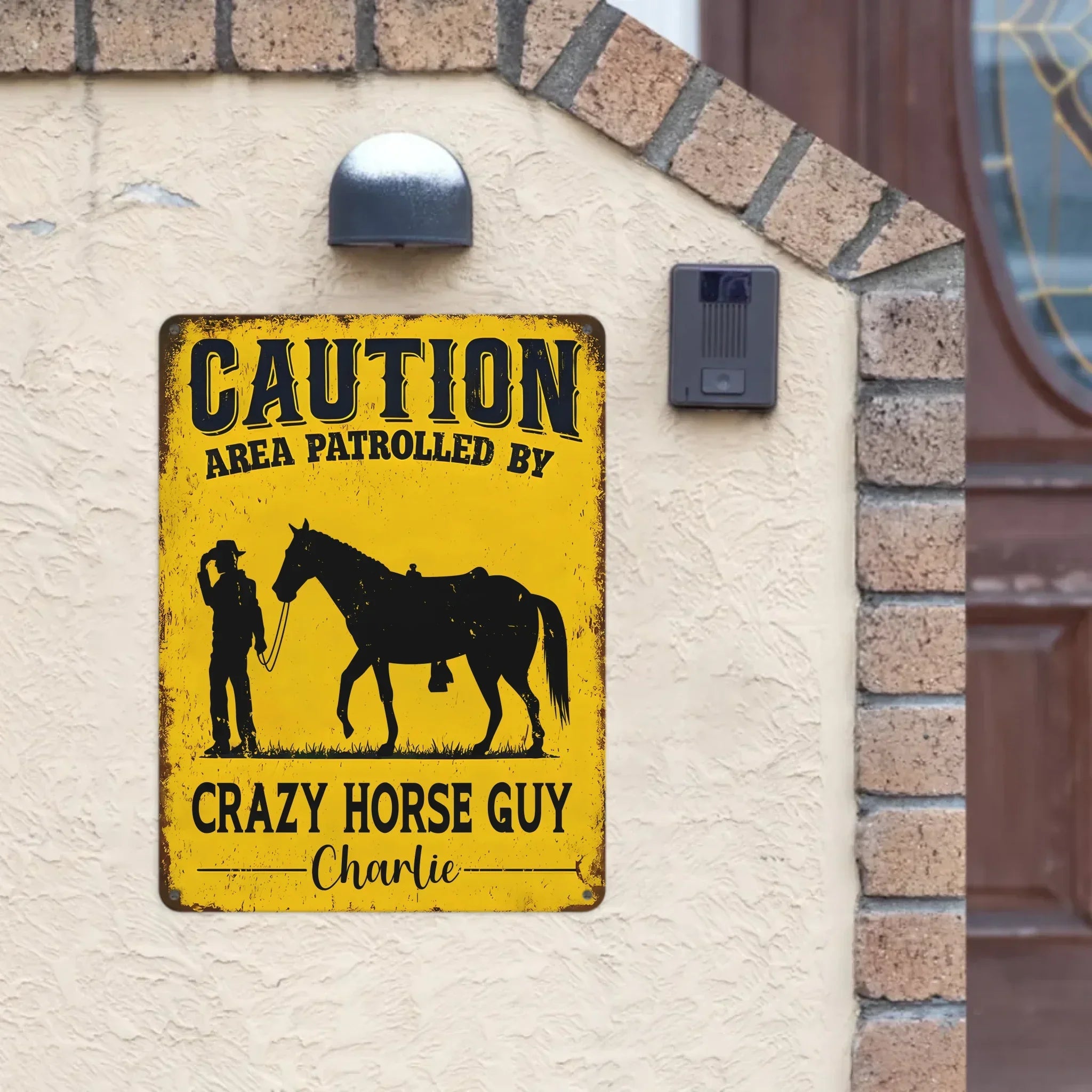 Caution!Crazy Horse Guy/Lady Area-Personalized Metal Sign-A Gift For Horse Owners