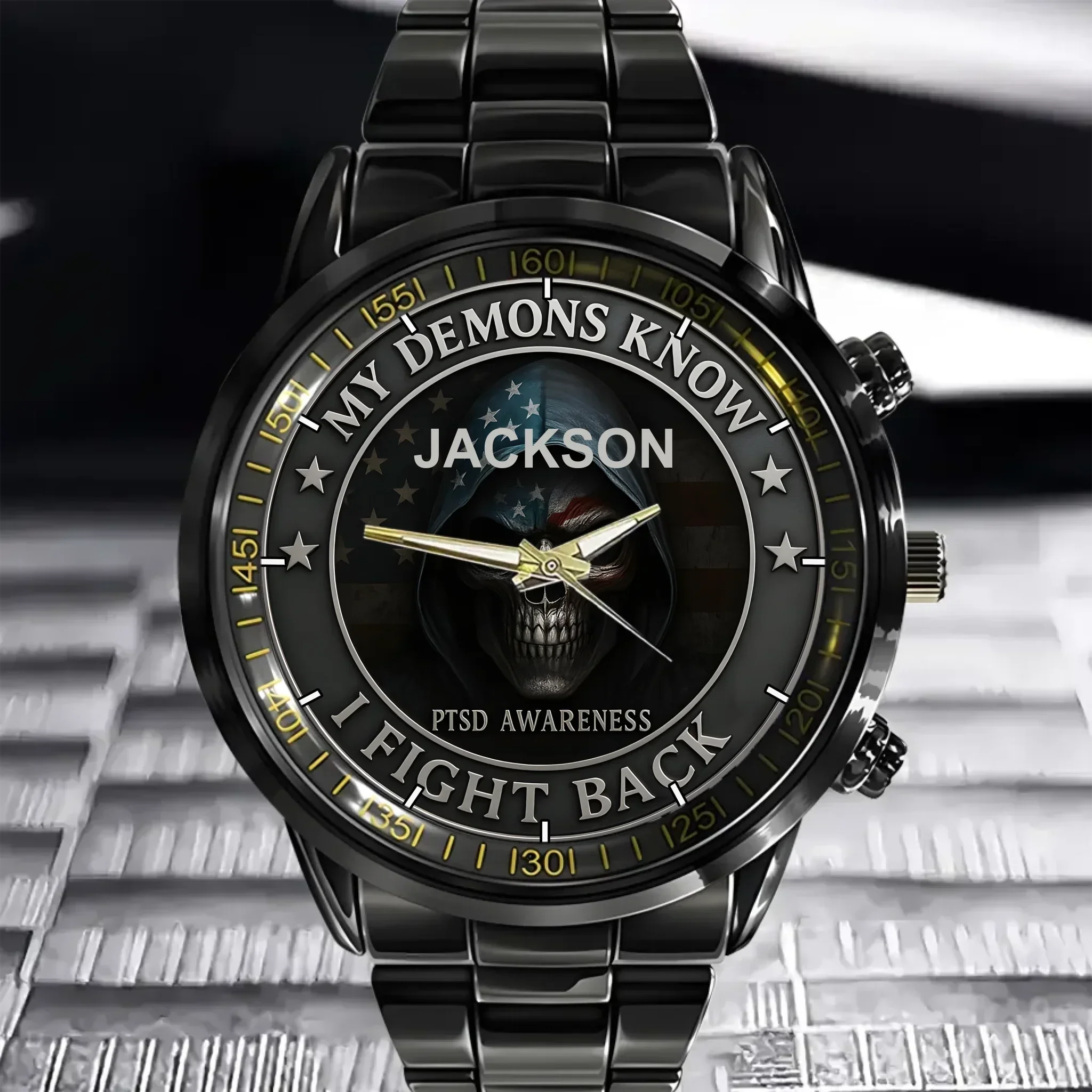 Fighting Against The Demons - Personalized  PTSD Awareness Watch