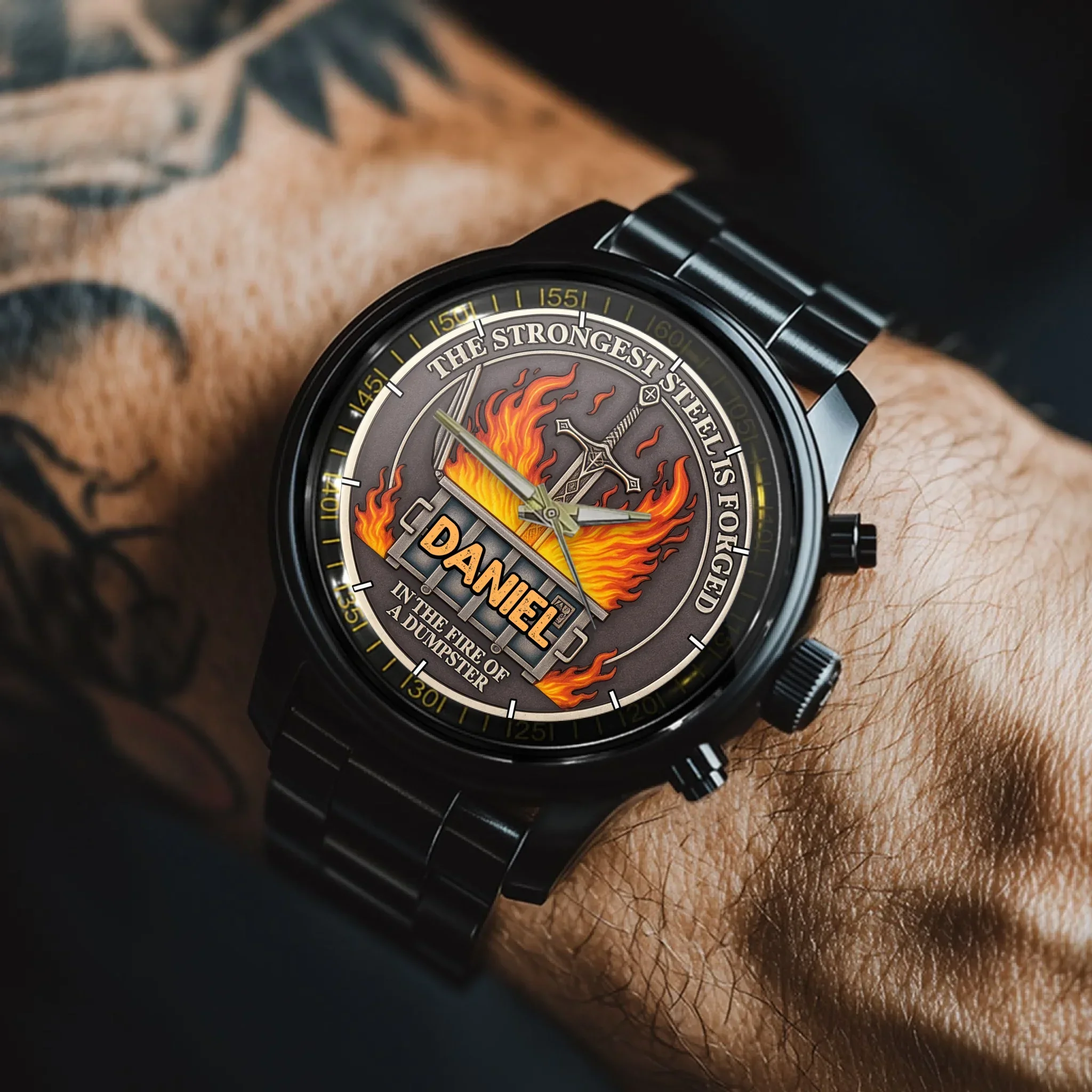 The Strongest Steel Is Forged - Personalized Watch With Name