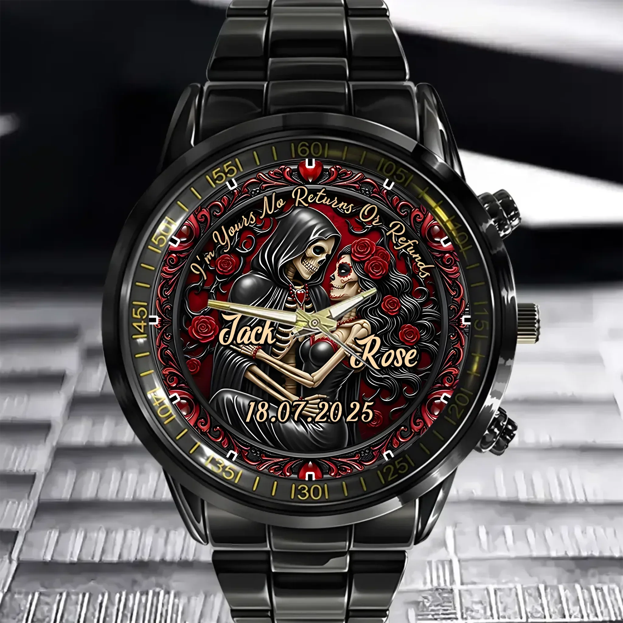 ☠️Skeleton Couple-Personalized Watch- A Gift For Couple