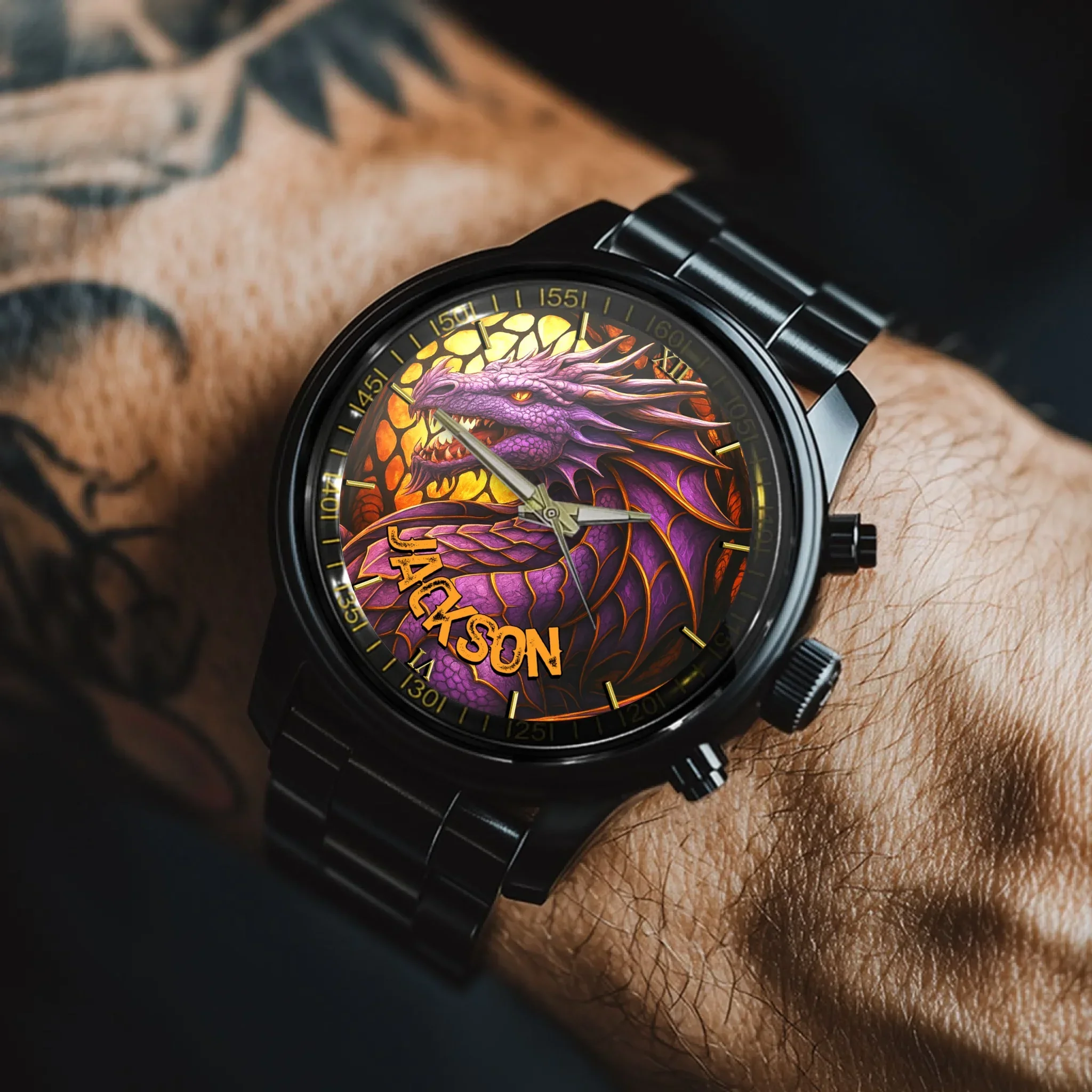 Purple Dragon - Personalized Name Watch