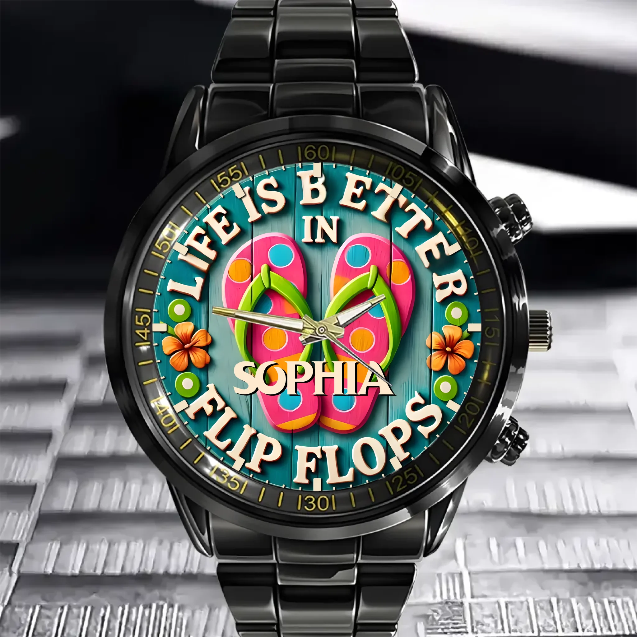 Life Is Better In Flip Flops - Personalized Name Watch
