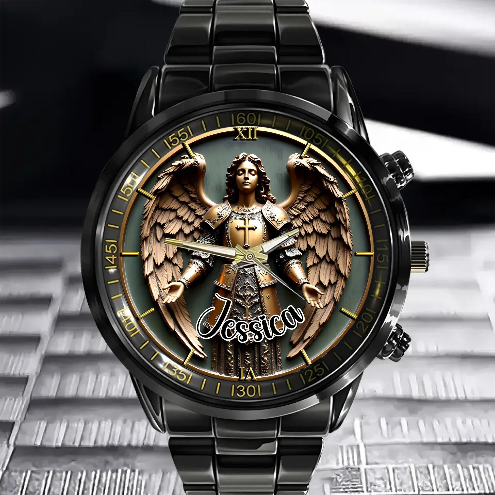 Angel Pattern Customized Watch - Personalized Name