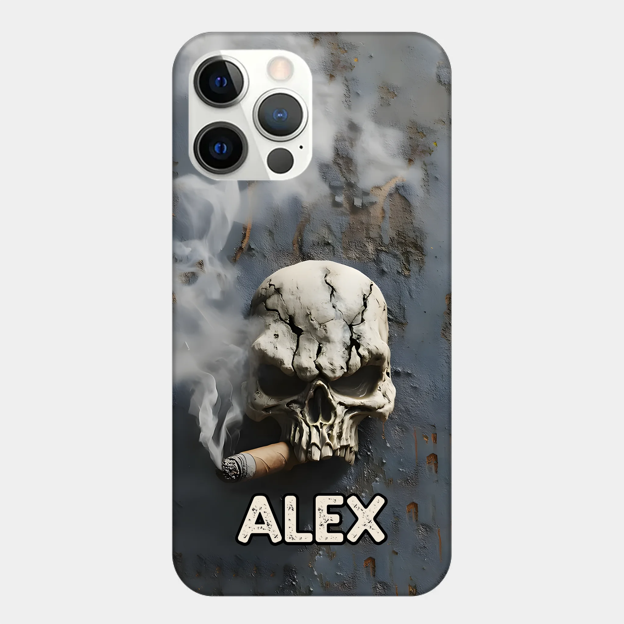 ☠️Skull Cigar - Personalized Skull Full Print Phone Case