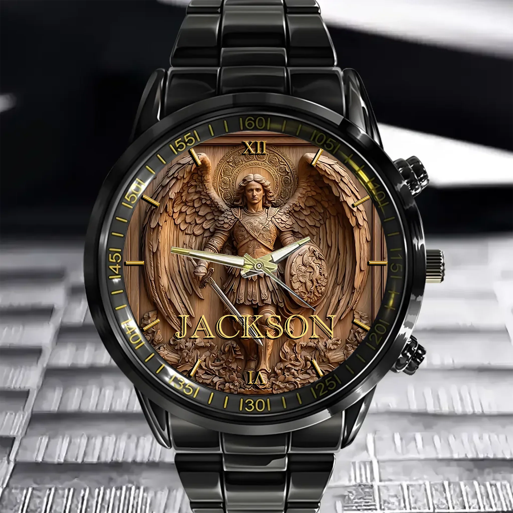 Angel Wing Warrior Customized Watch - Personalized Name - Demonstrate Courage
