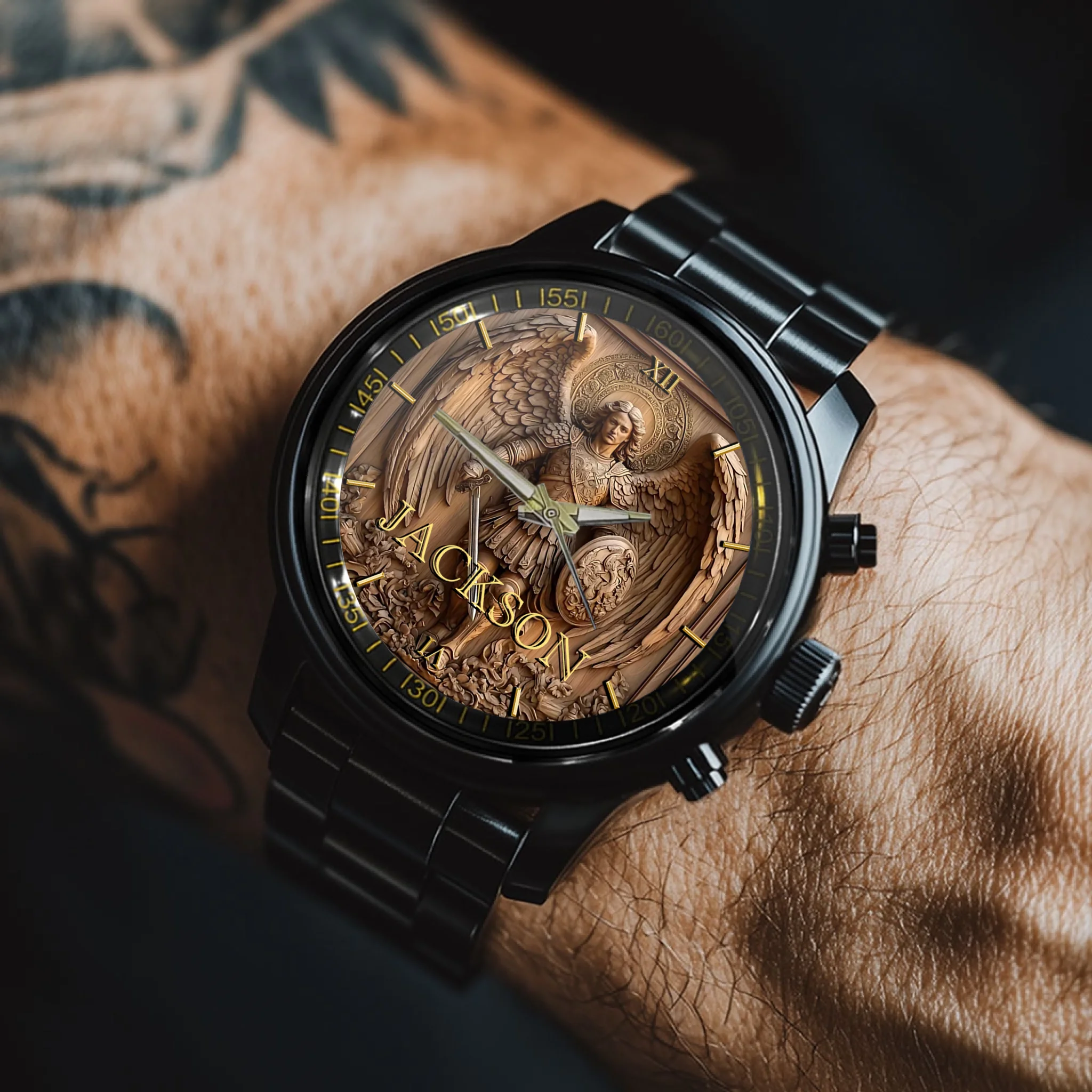 Angel Wing Warrior Customized Watch - Personalized Name - Demonstrate Courage