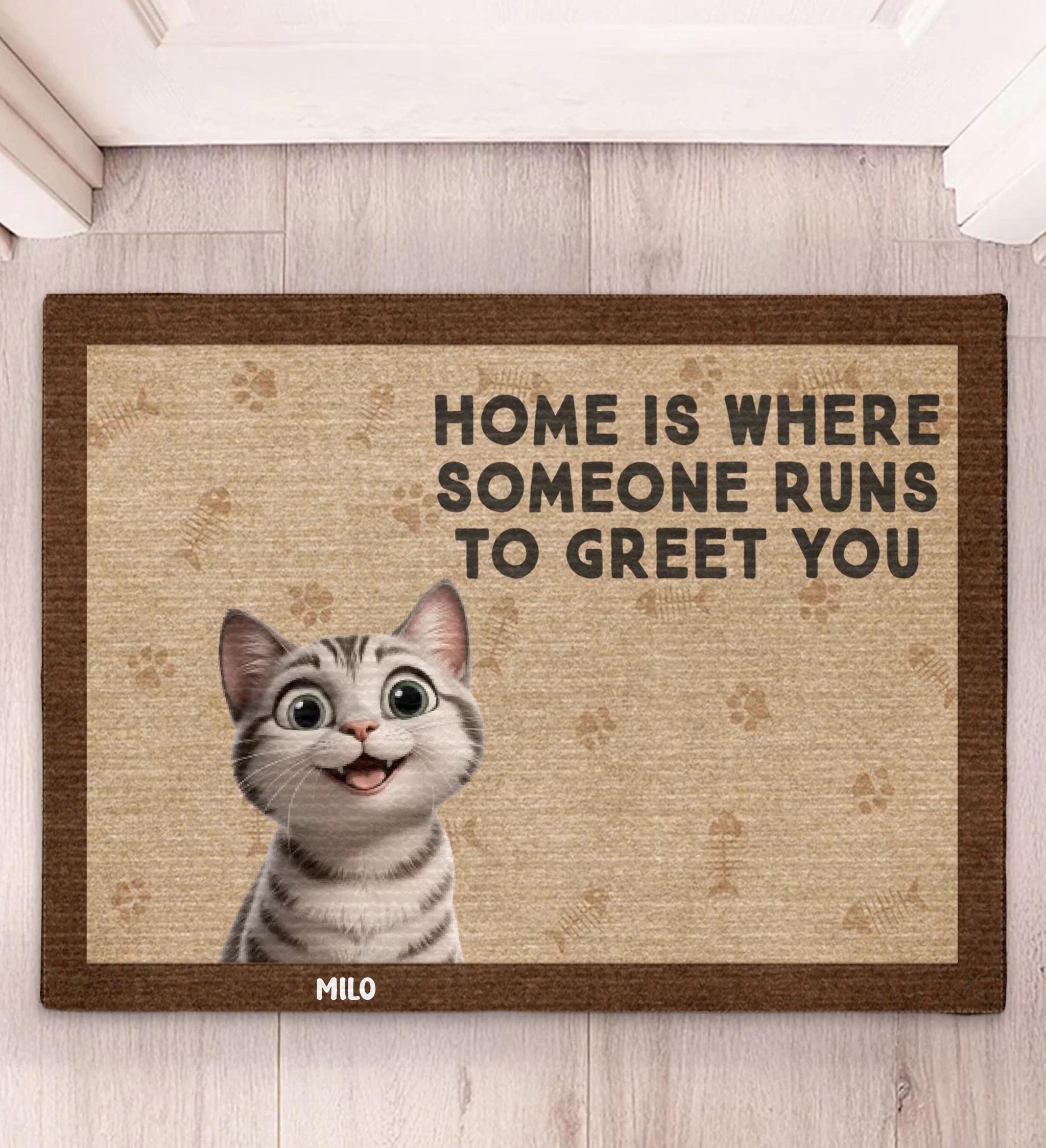 Home Is Where Someone Runs To Greet You Customized Doormat - Personalized Pets and Name