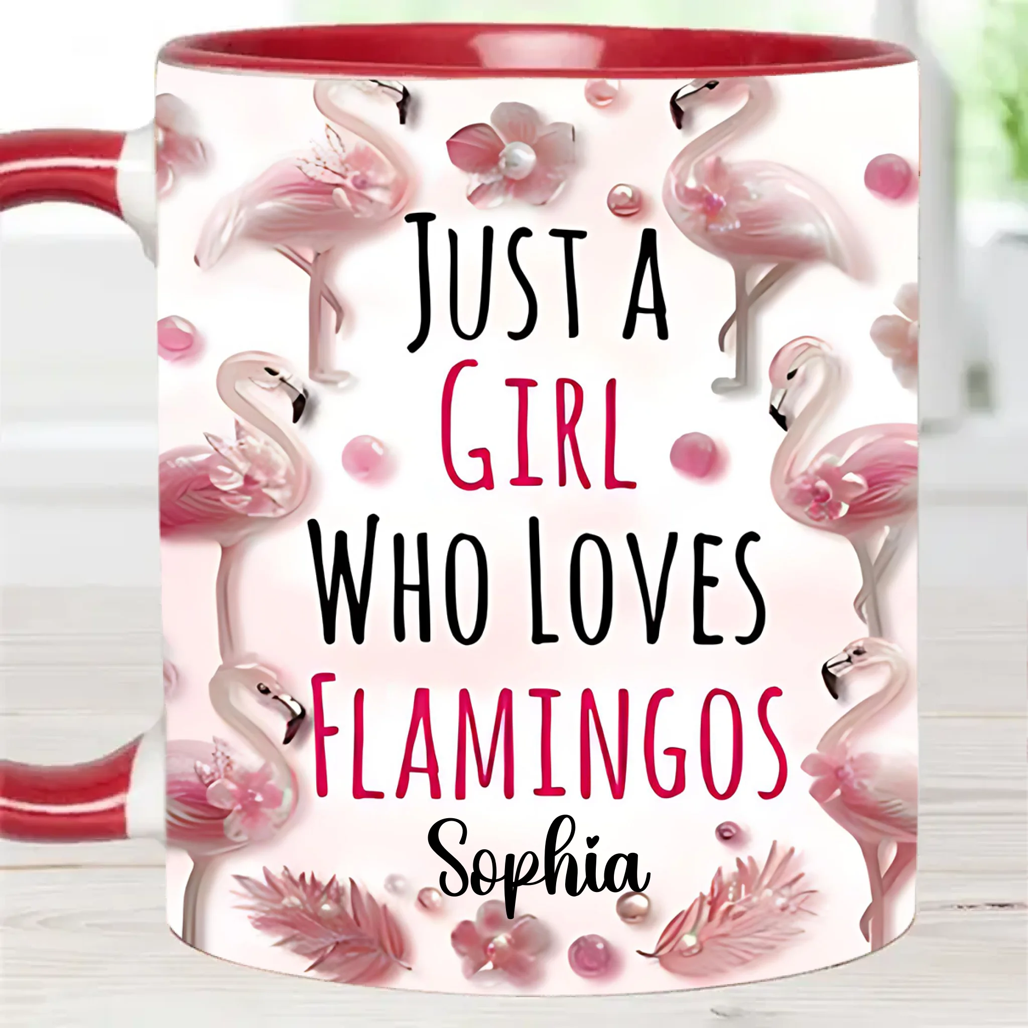 Just A Girl Who Loves Flamingos - Personalized Animal and Name Mug