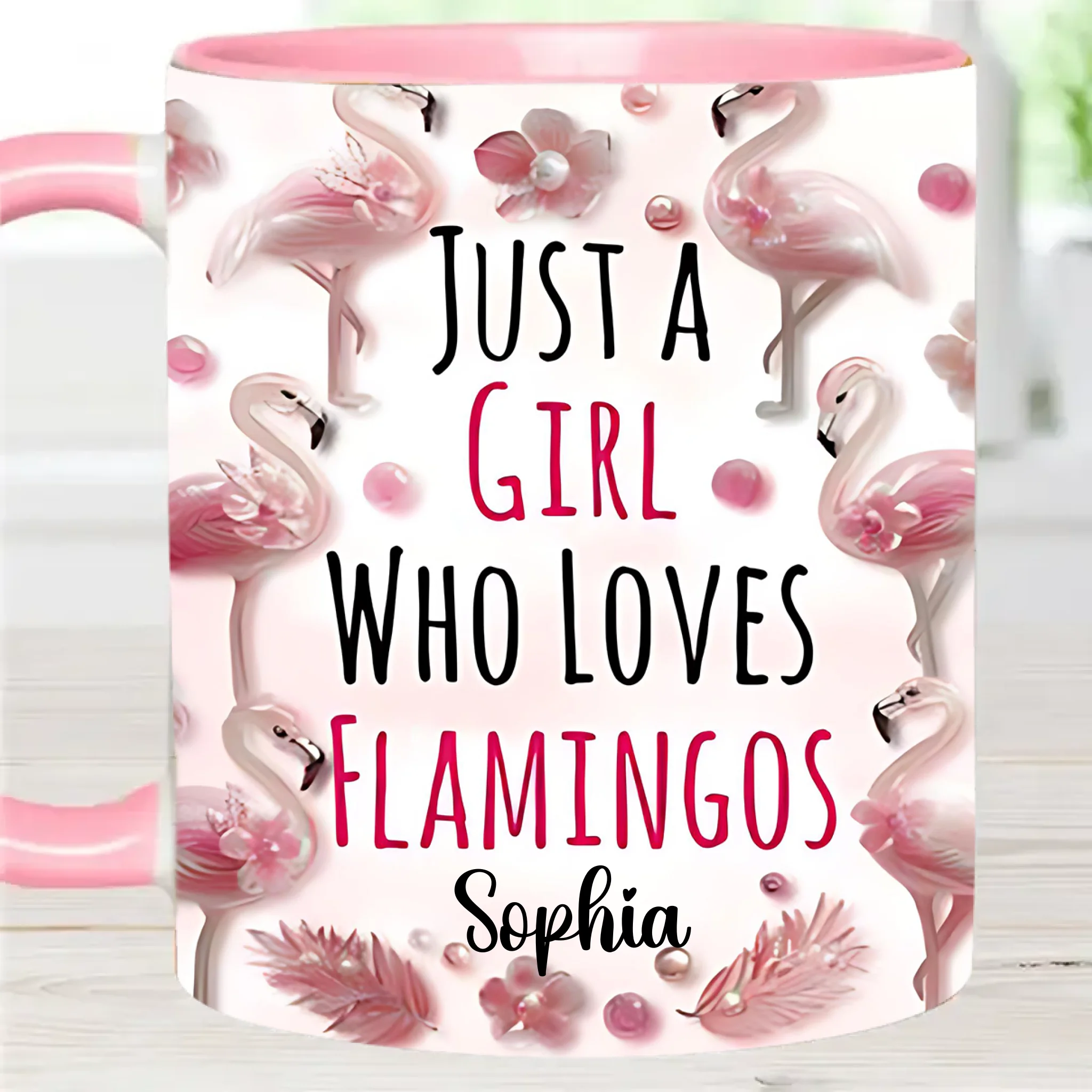 Just A Girl Who Loves Flamingos - Personalized Animal and Name Mug