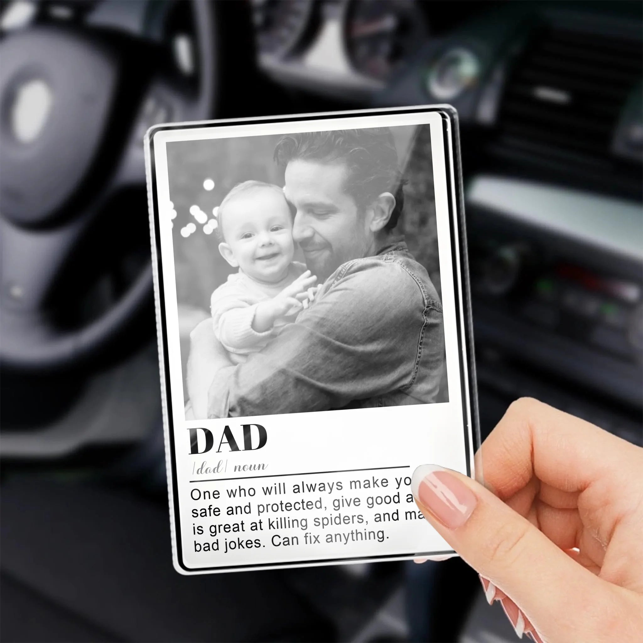 Custom Dad Photo Car Visor Clip - Personalized Photo Acrylic Car Visor Clip