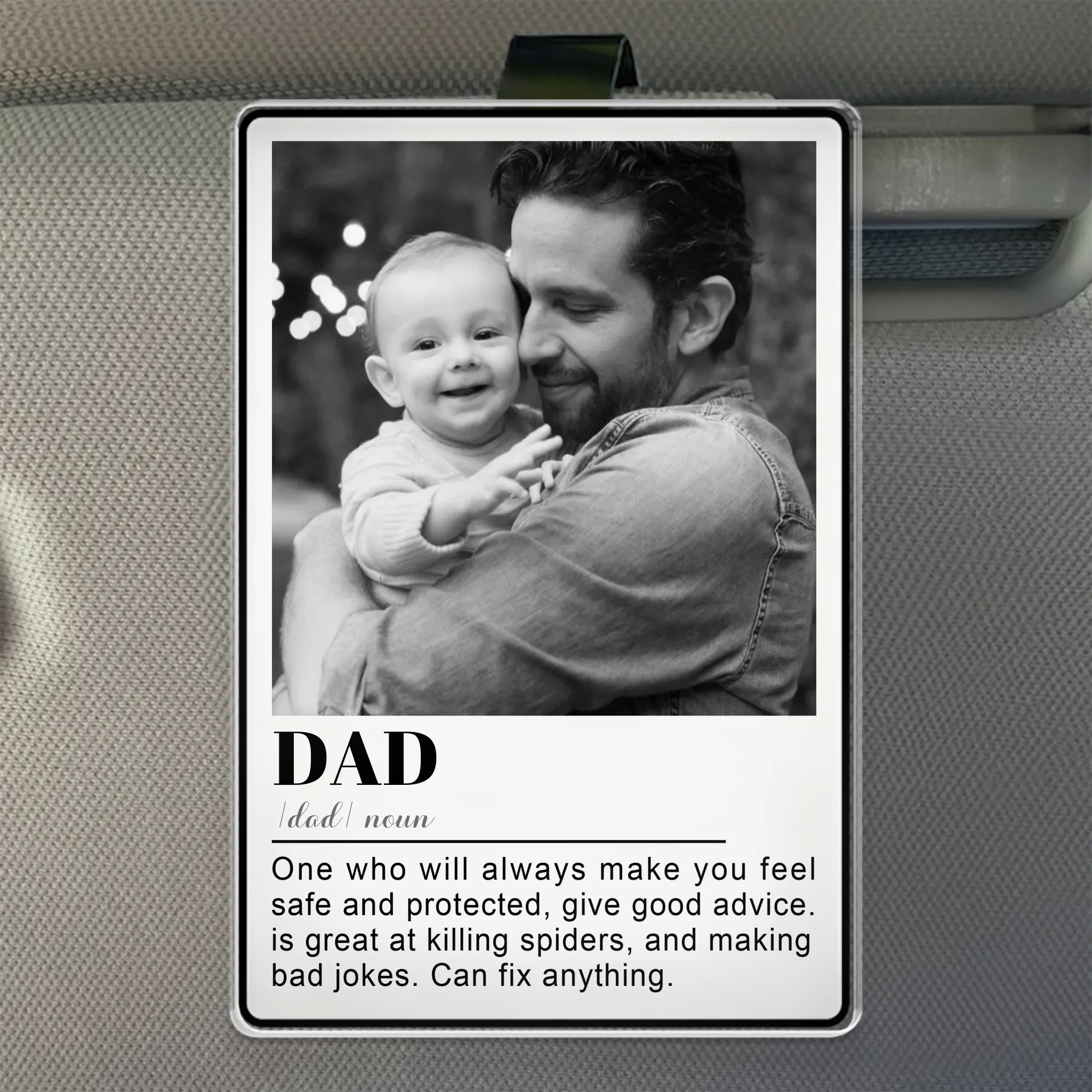 Custom Dad Photo Car Visor Clip - Personalized Photo Acrylic Car Visor Clip