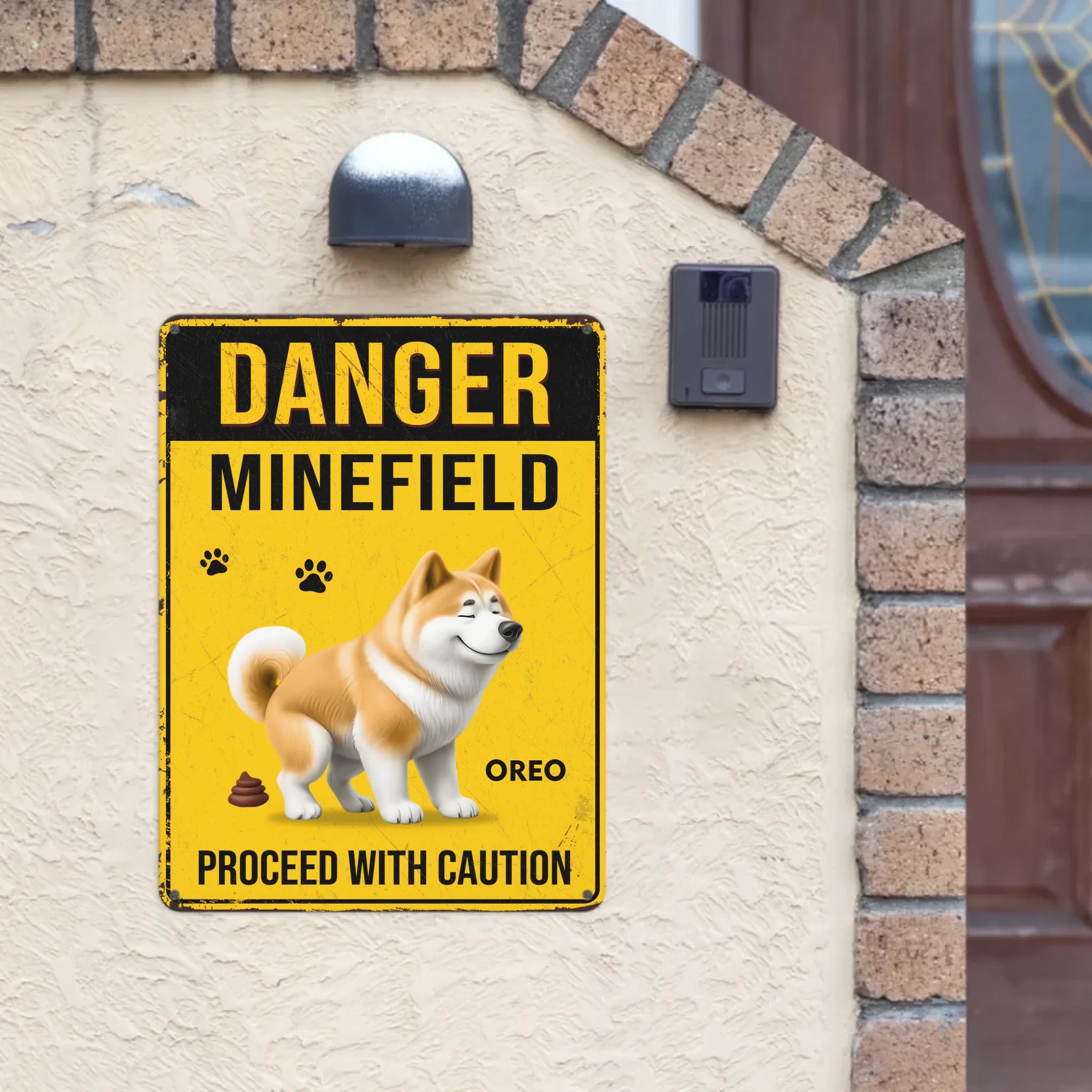 Caution! Poop Zone In Progress - Personalized Metal Sign - Gifts For Dog Lovers