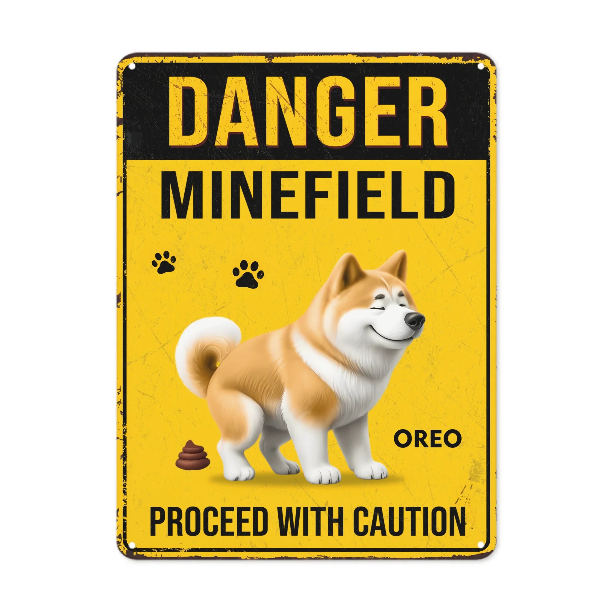 Caution! Poop Zone In Progress - Personalized Metal Sign - Gifts For Dog Lovers
