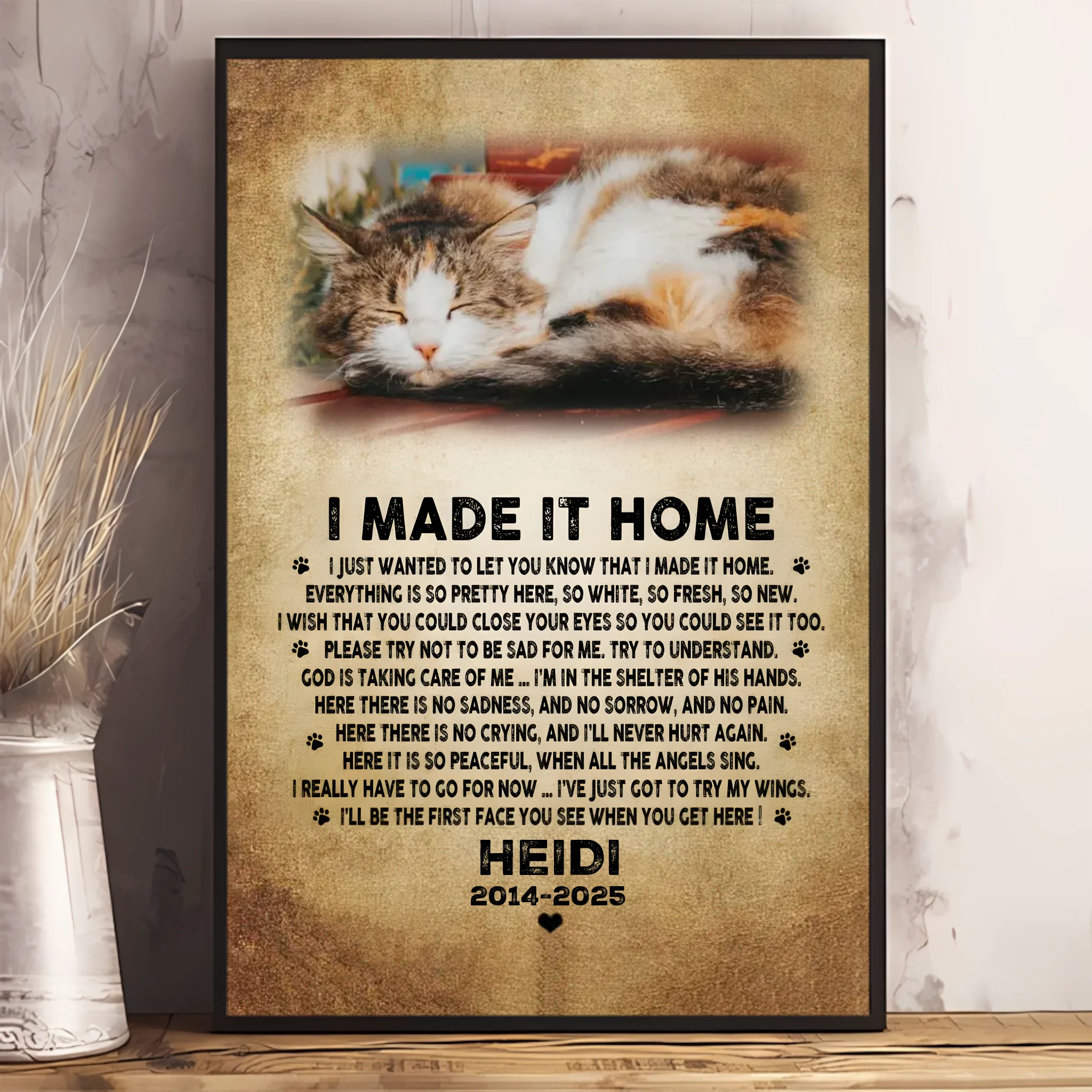 I Made It Home Pet Poem | Custom Pet Memorial - Personalized Frameless Canvas Painting