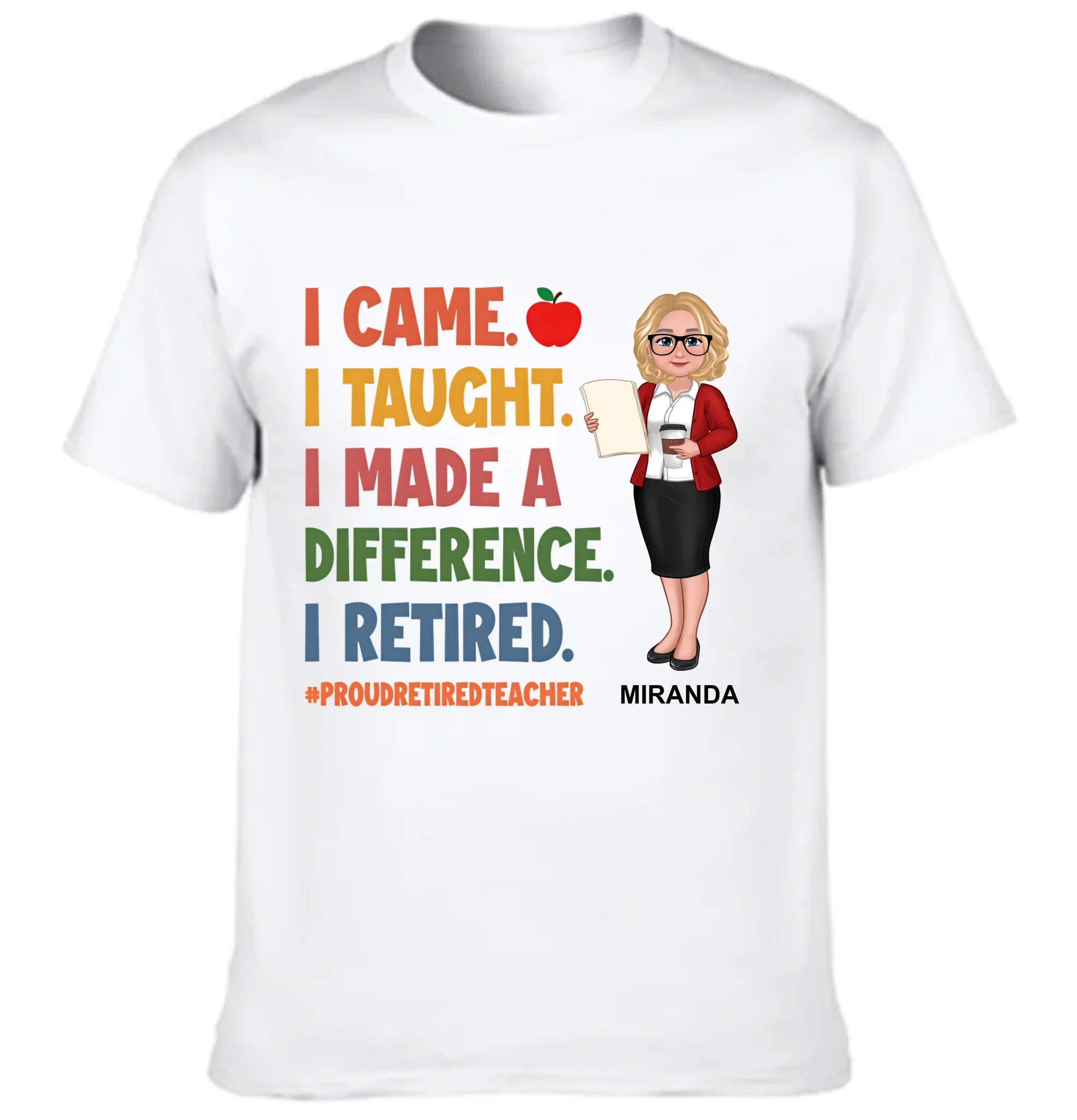 Proud Retired Teacher Customized Clothing - Personalized Cartoon Images Of Teacher - Retirement Teacher Gift