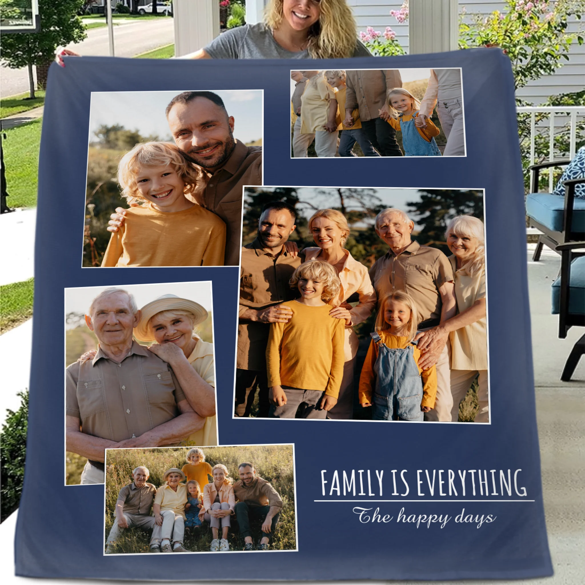 Custom Family Photo Blanket - Personalized Family Picture Throw - Gift for Parents & Grandparents
