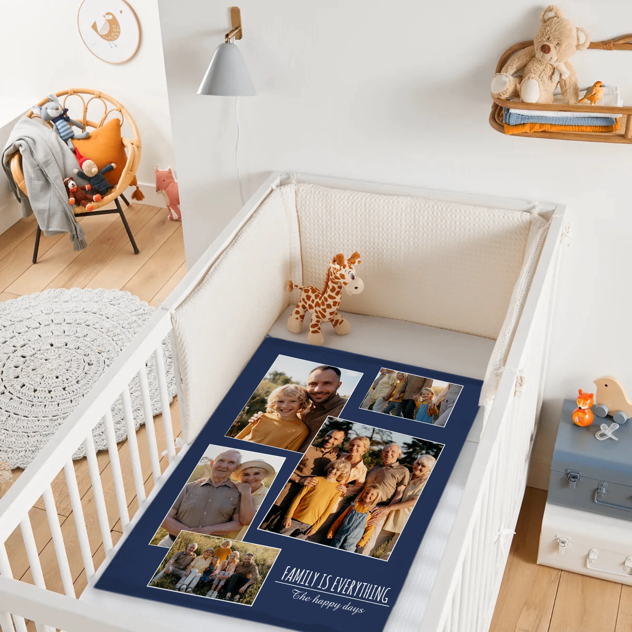 Custom Family Photo Blanket - Personalized Family Picture Throw - Gift for Parents & Grandparents