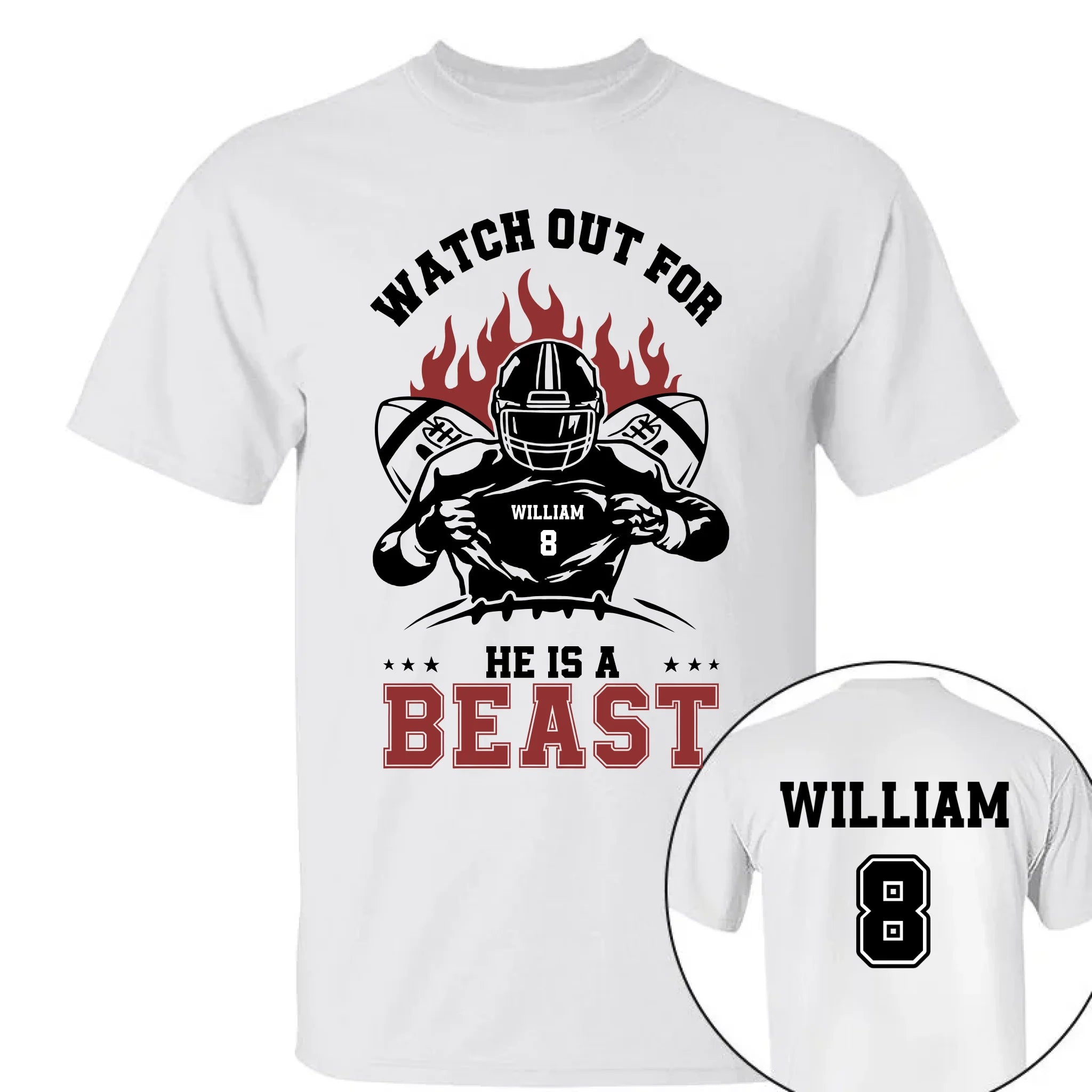 Be Careful For He's A Beast Customized Football Clothing - Personalized Name&Number - Gift For Football Players