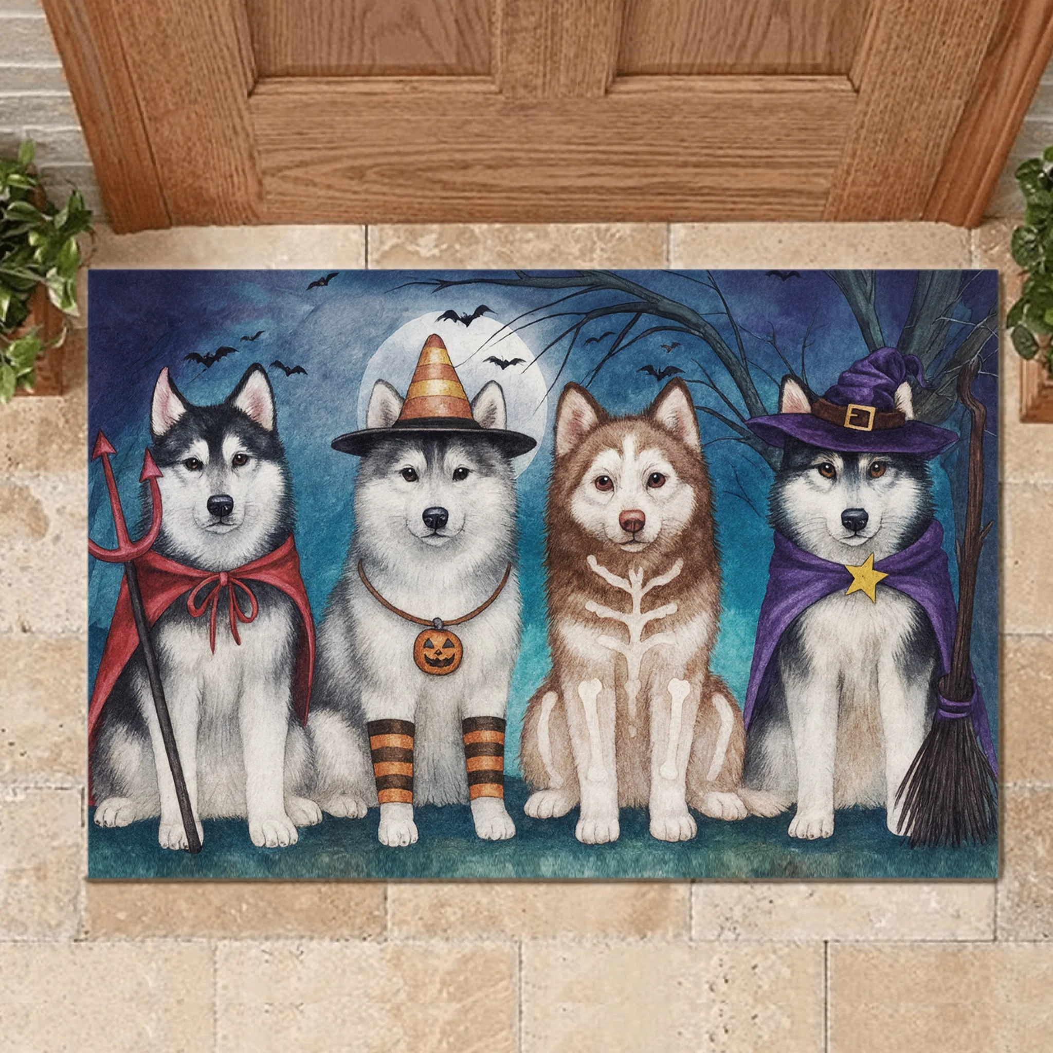 Animal Patterned Halloween Custom Doormat - Personalized Mat - Halloween Decorations
