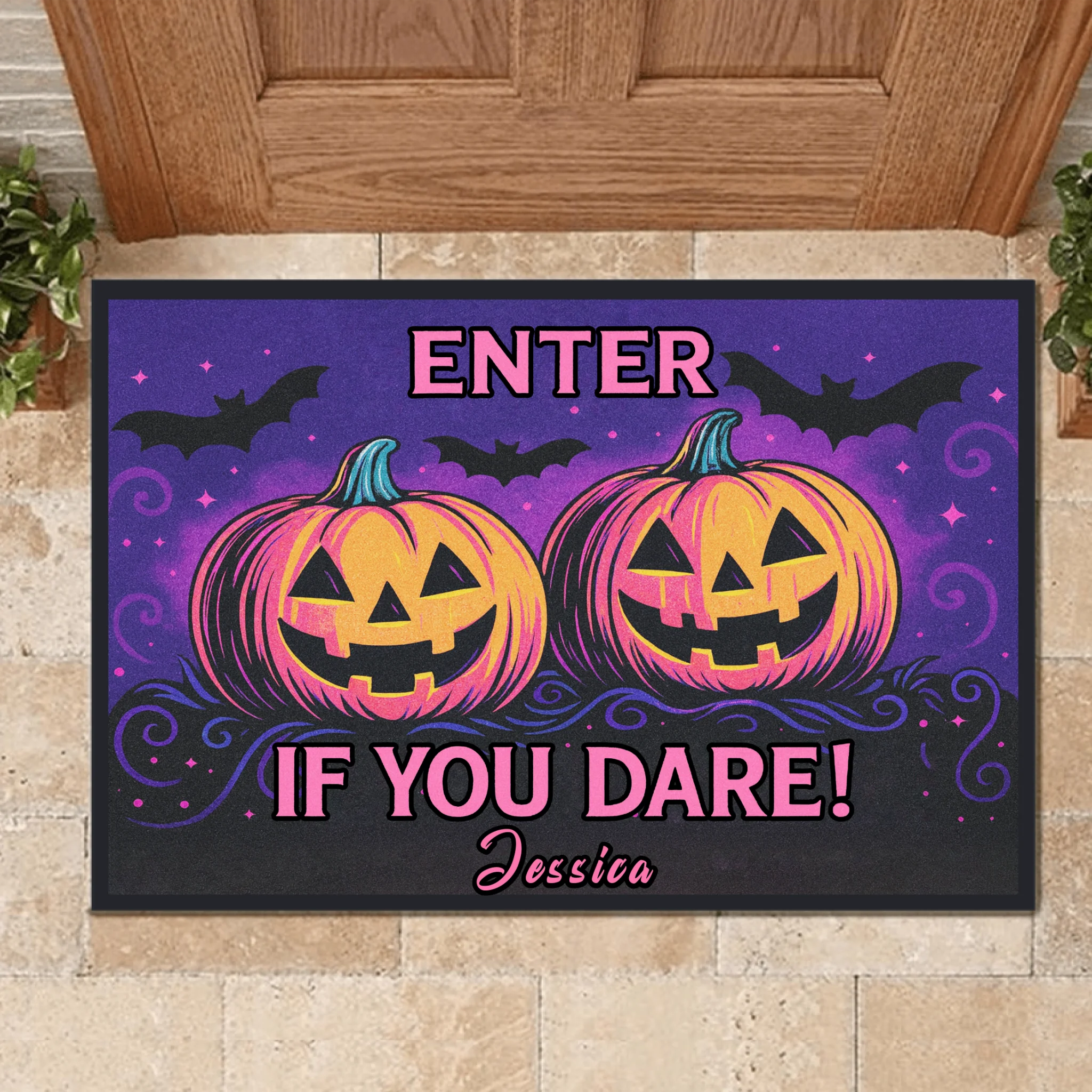 🎃 If You Dare To Enter - Personalized Name Doormat - Halloween Decorations