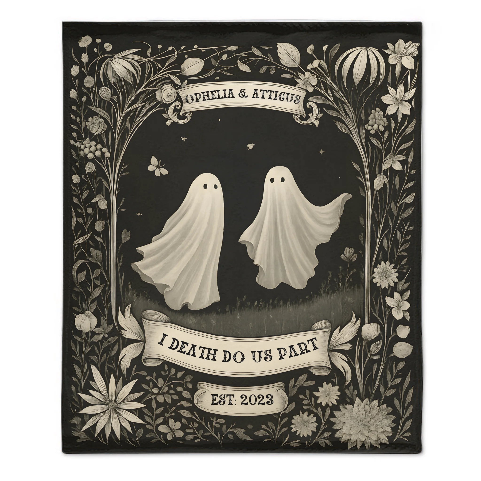 👻Ghost Couple 'Till Death Do Us Part' - Personalized Blanket - Spooky Halloween Gifts/Anniversary Gifts