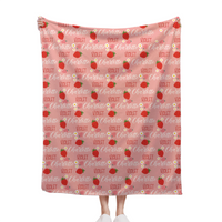 🍓Customized Strawberry Blanket - Personalized Name Toddler Blanket - Gift for Baby Girl, Kids